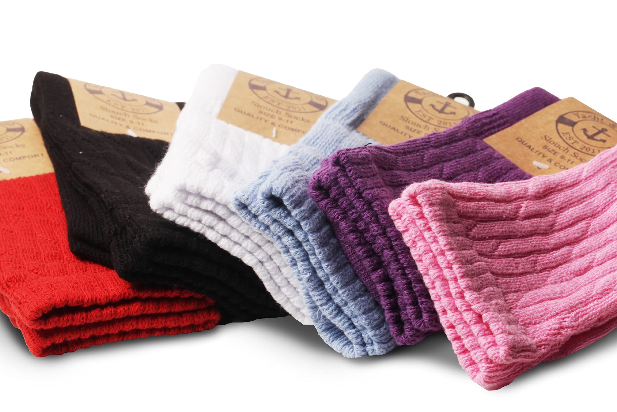 Yacht & Smith 120 Pack Women's Cotton Slouch Socks - Knee High Boot Socks for Women | Soft & Comfortable Crew Socks for Winter, Fall, and Casual Wear