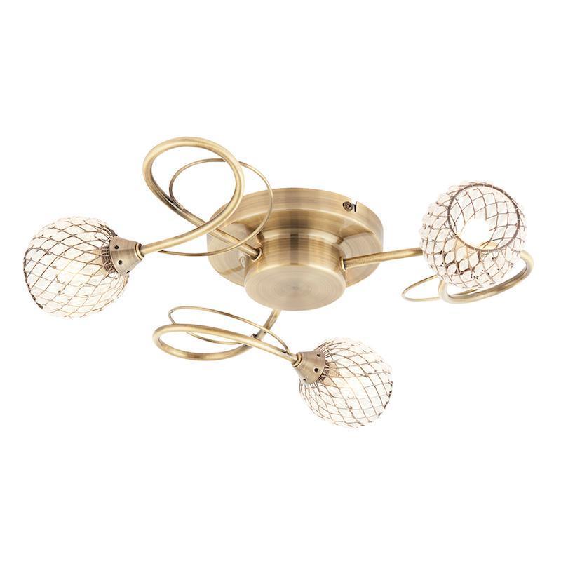 Vintage Antique Brass Semi Flush Ceiling Light Fixture - 3LT Open Box - Perfect for Dining Room, Bedroom & Hallway Lighting