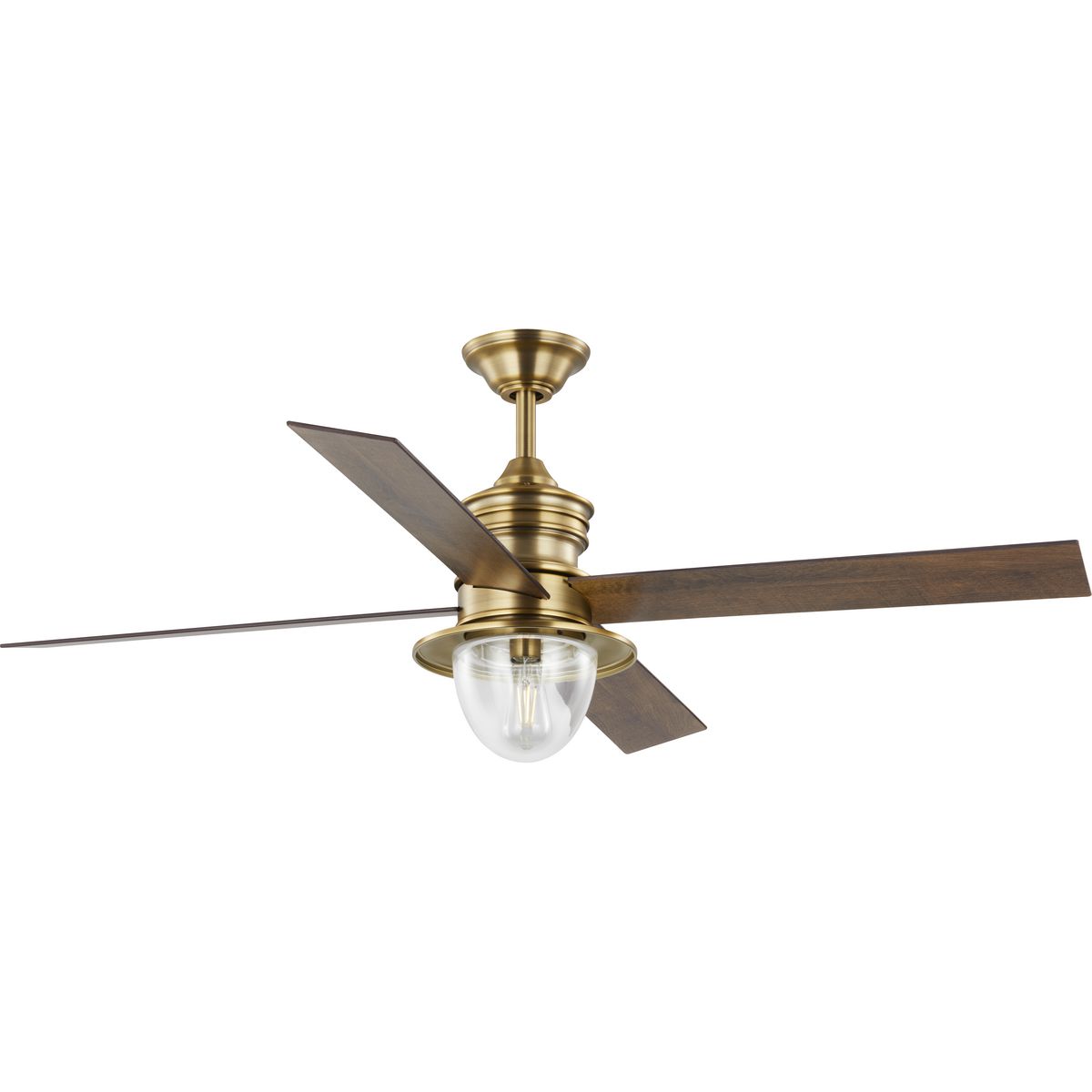 Gillen 56 Inch 4 Blade LED Ceiling Fan with Light Kit & Clear Glass Shade - Indoor/Outdoor Use for Living Room, Bedroom, Patio, and Porch