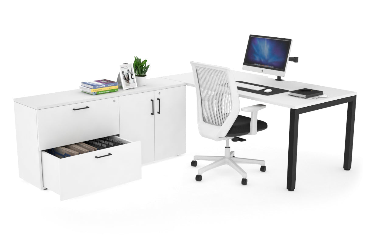 Quadro Square Executive Standing Desk Black Frame [1800L x 800W with Cable Management] - Perfect for Home Office & Modern Workspace Setup