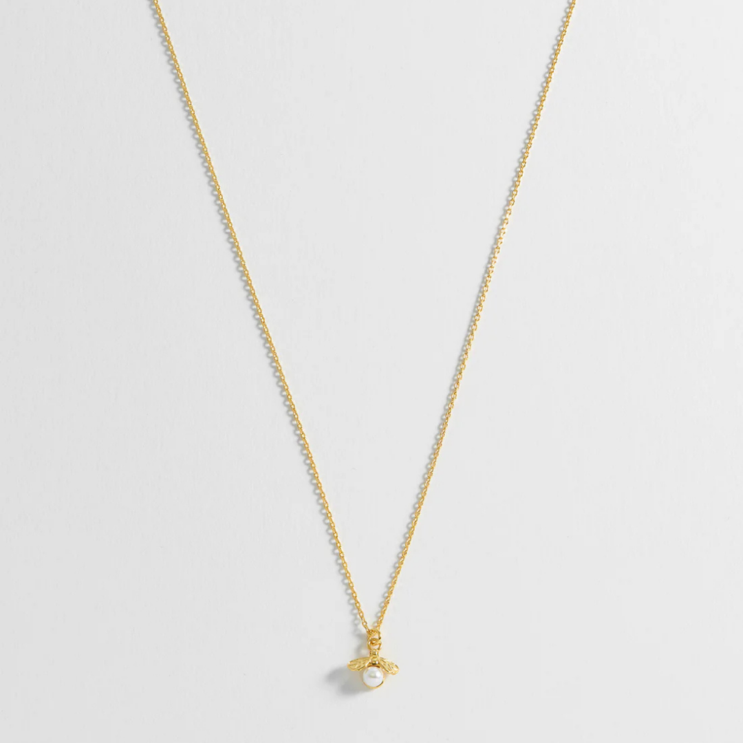 Estella Bartlett Gold Plated Pearl Bee Pendant Necklace - Elegant Jewelry Gift for Women, Perfect for Parties, Weddings & Special Occasions