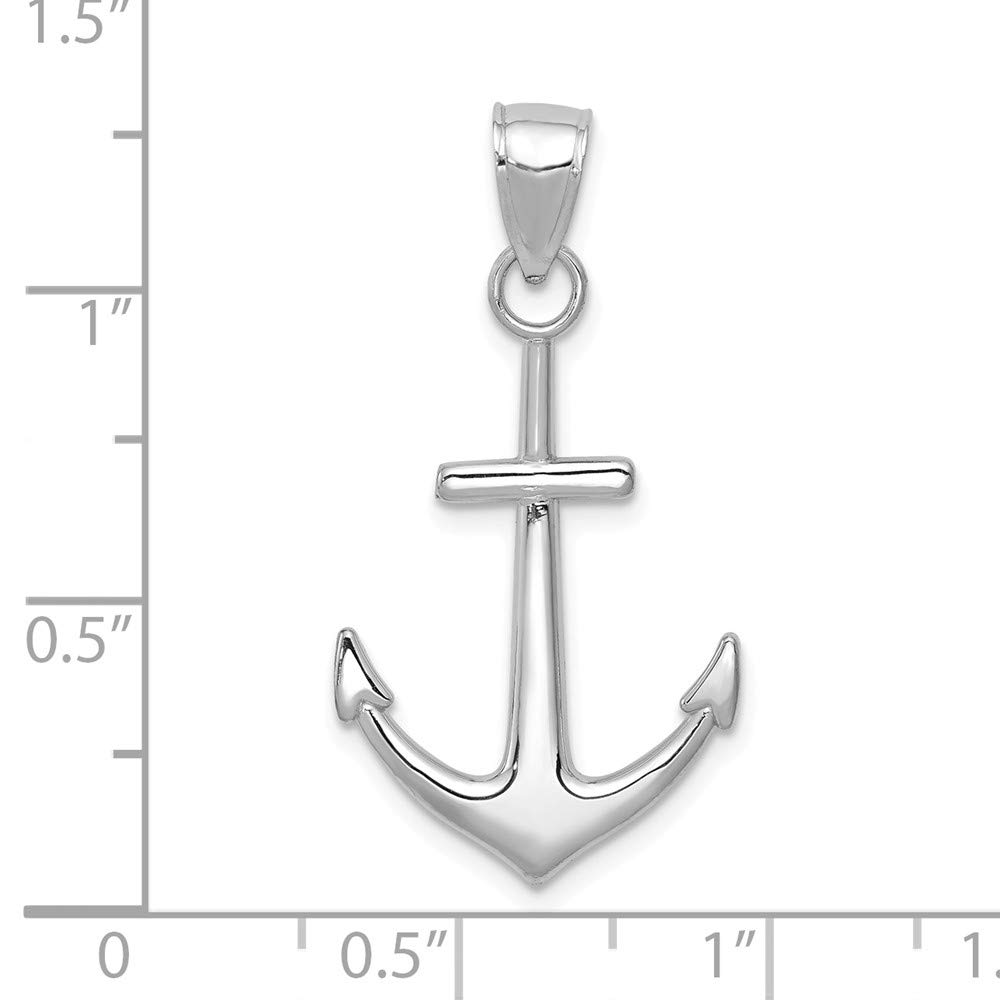 14K White Gold Polished Anchor Pendant Necklace - Elegant Nautical Jewelry for Women | Perfect for Gifts, Beach Weddings & Everyday Wear