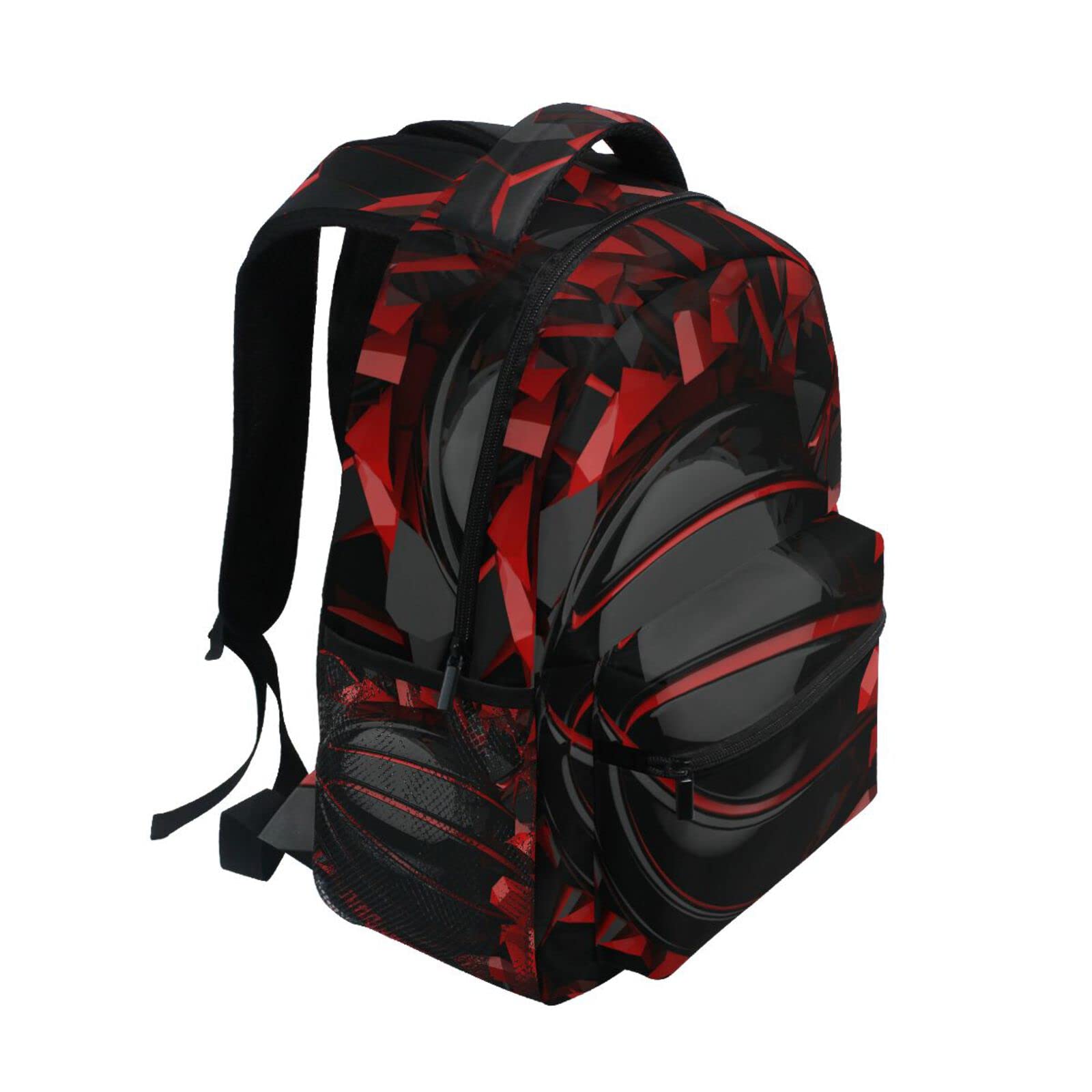 Red and Black Basketball Backpack for Boys & Girls - Durable School Bookbag for Kids, Elementary Students, Travel & Daypack - Perfect for School, Sports, and Outdoor Adventures