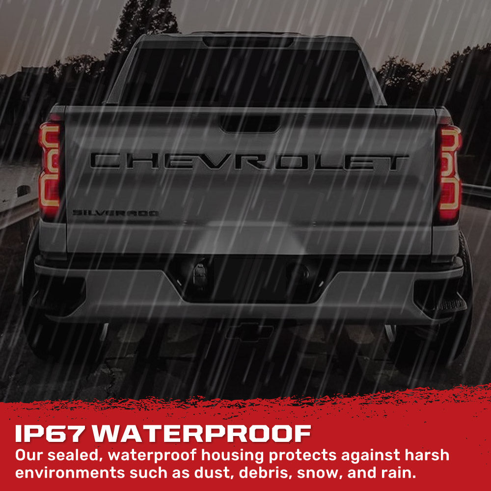 Chevy Silverado 1500 2019-2025 Ultra Bright OLED Tail Lights - Direct Replacement for Factory/OEM LED Tail Lights with Multiple Lens Design | Enhanced Night Visibility & Safety for Truck Driving