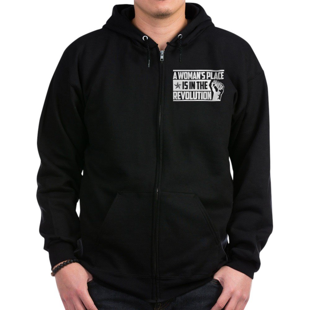 Women's Place in Revolution Zip Hoodie - Feminist Sweatshirt for Women - Casual & Protest Wear - Perfect for Activism, Rallies & Everyday Outfits