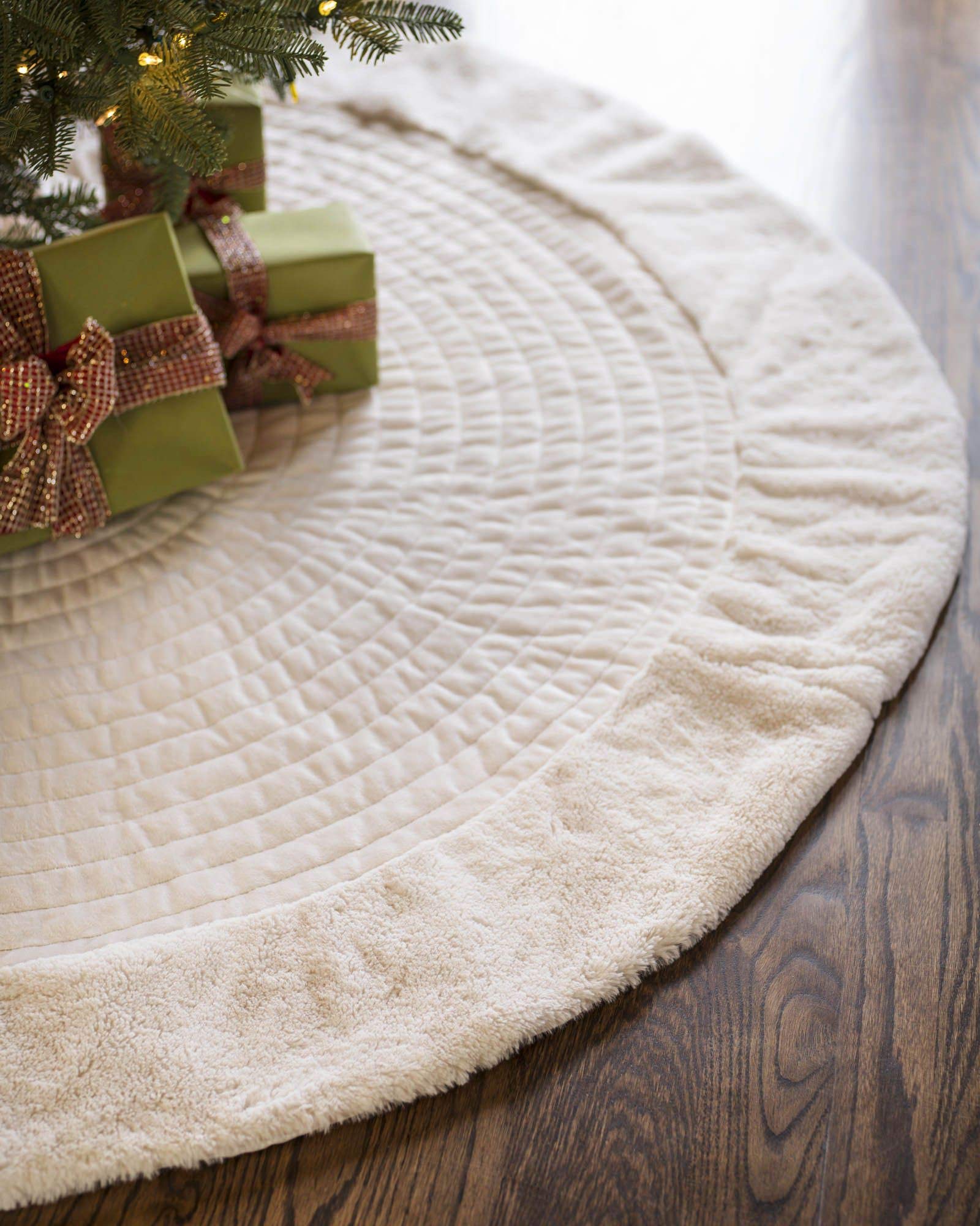Balsam Hill 72 Inch Berkshire Ivory White Channel Stitch Christmas Tree Skirt - Elegant Holiday Decor for Living Room, Fireplace & Festive Gatherings