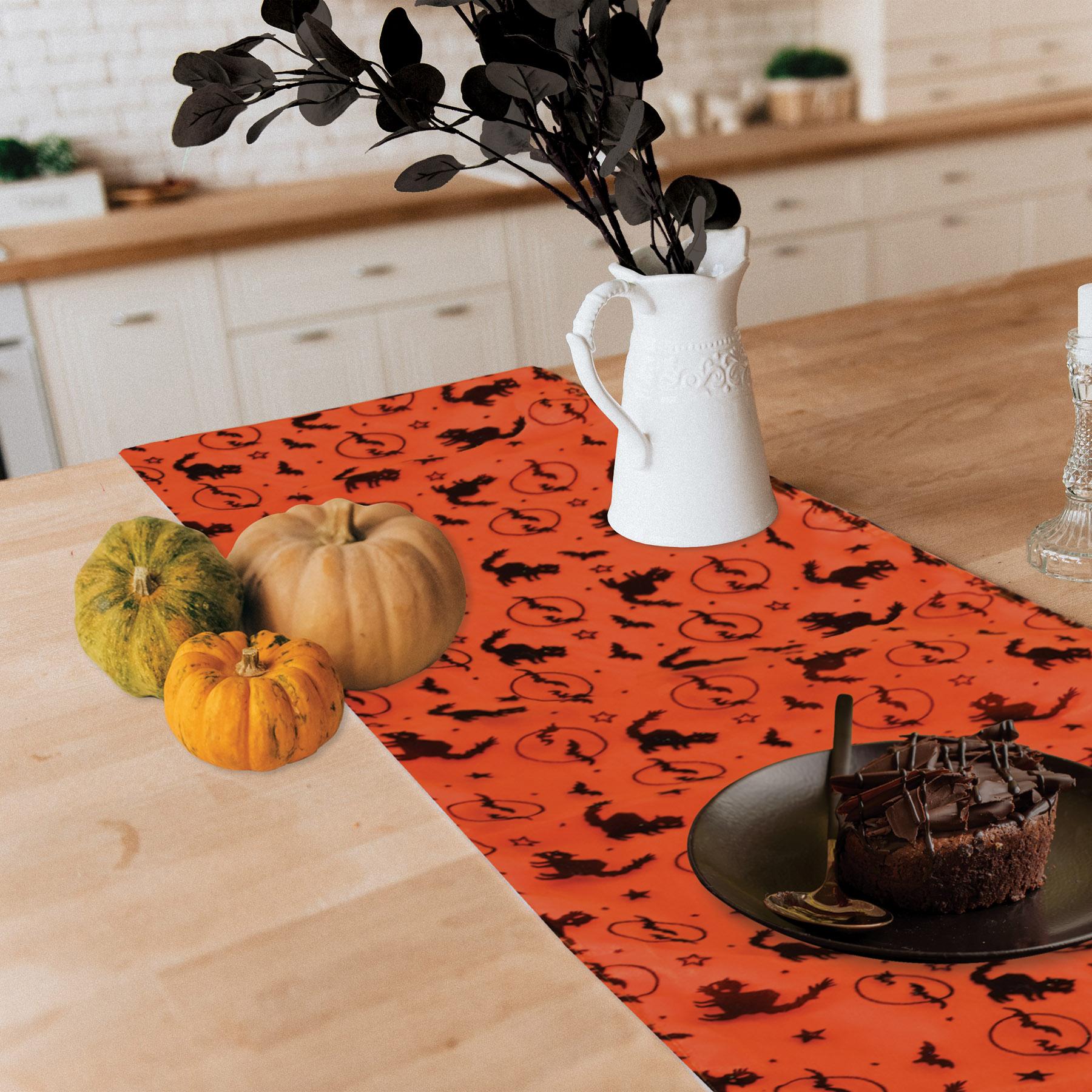 12 Pack Halloween Fabric Table Runner - Spooky Party Decor for Dining Table, Buffet, and Holiday Celebrations