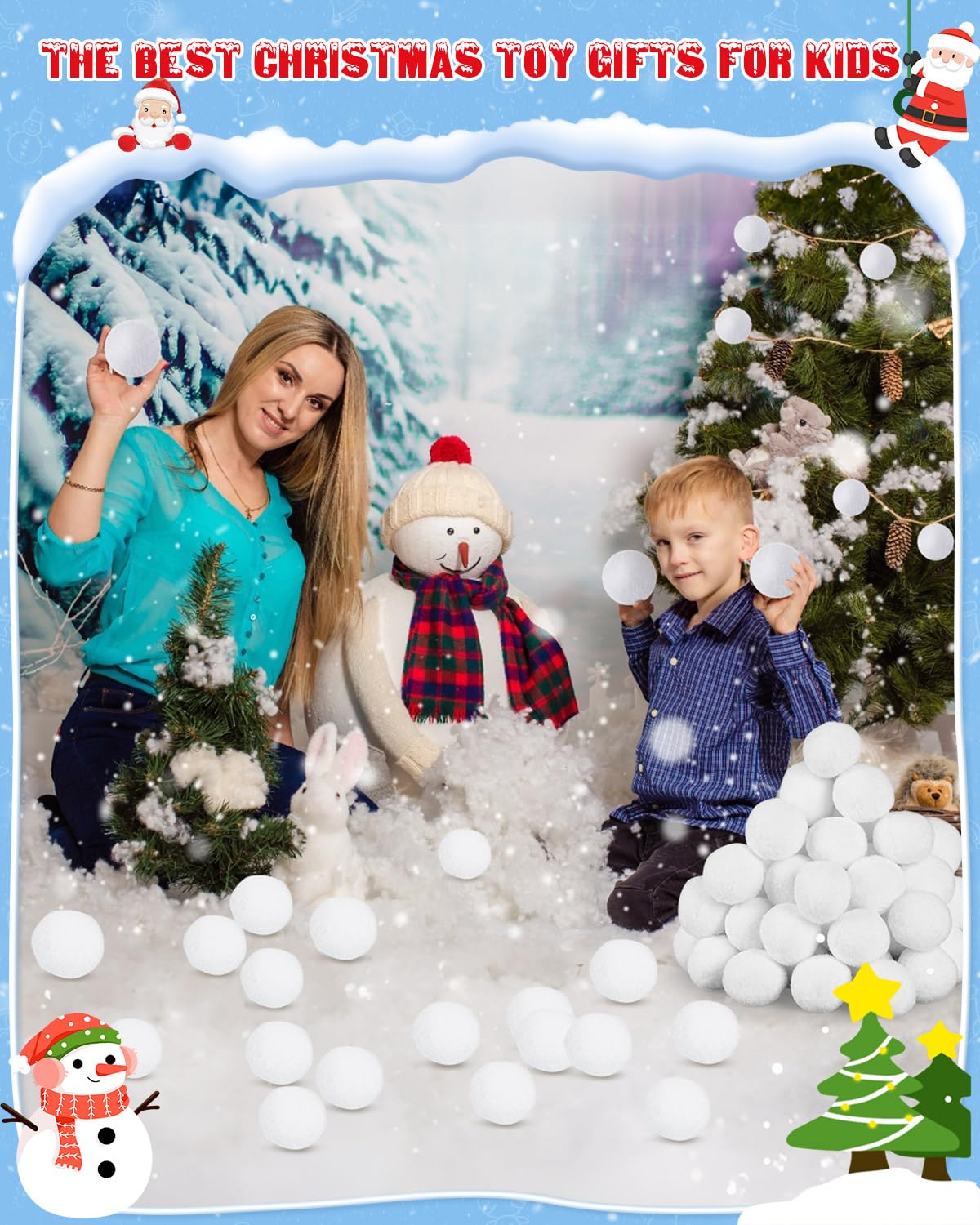 100 Pack Large 1.96 Inch Artificial Snowballs - Indoor/Outdoor Snowball Fight Set for Kids, Winter Party Games, Christmas Decor & DIY Gift Supplies | Perfect for Family Fun, Holiday Activities & Classroom Play