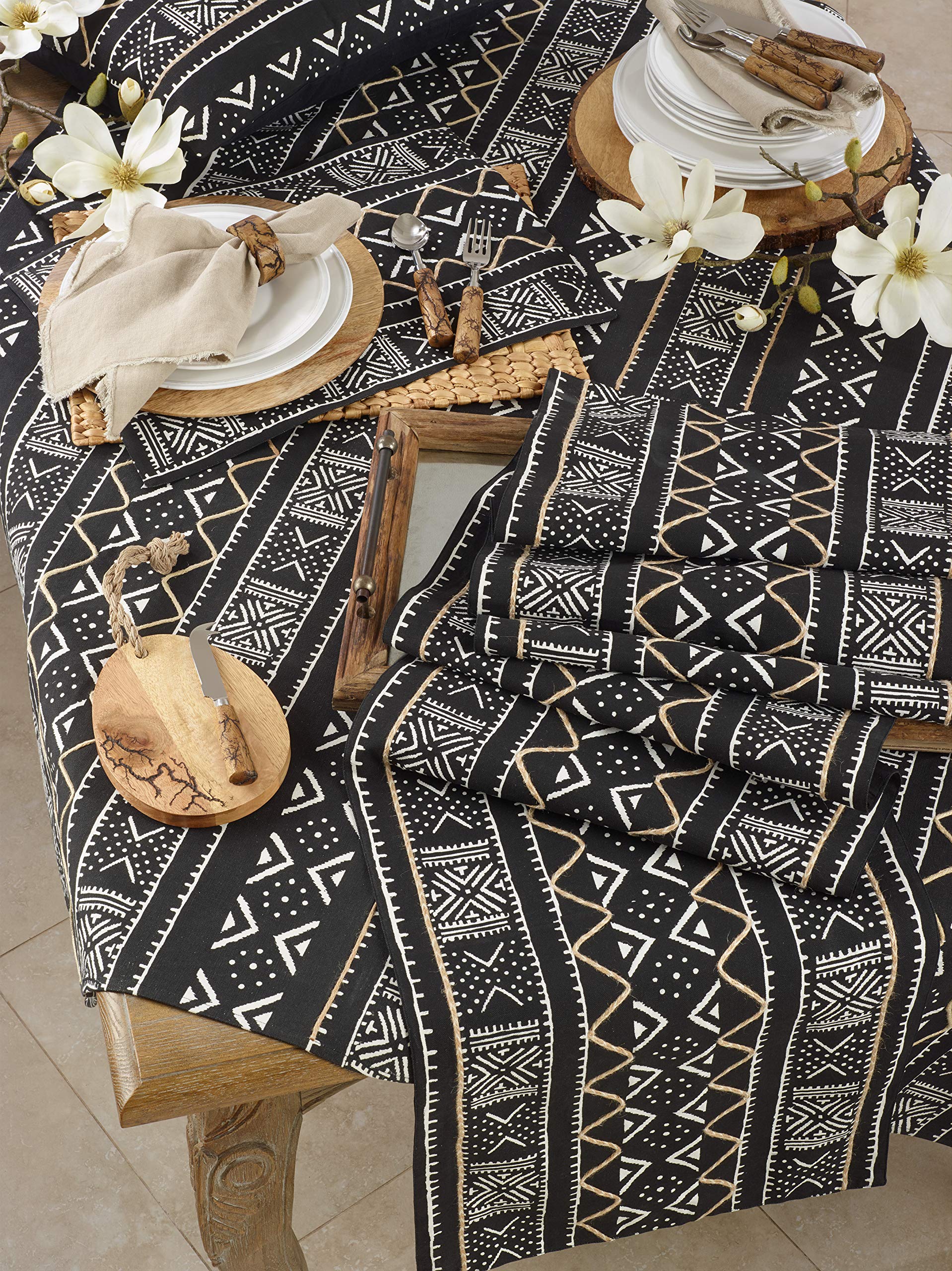 Handmade African Mud Cloth Placemats Set of 4 - Premium Cotton Table Mats for Dining, Kitchen Decor & Boho Home Accessories - Perfect for Dinner Parties, Holiday Settings & Farmhouse Style Tables