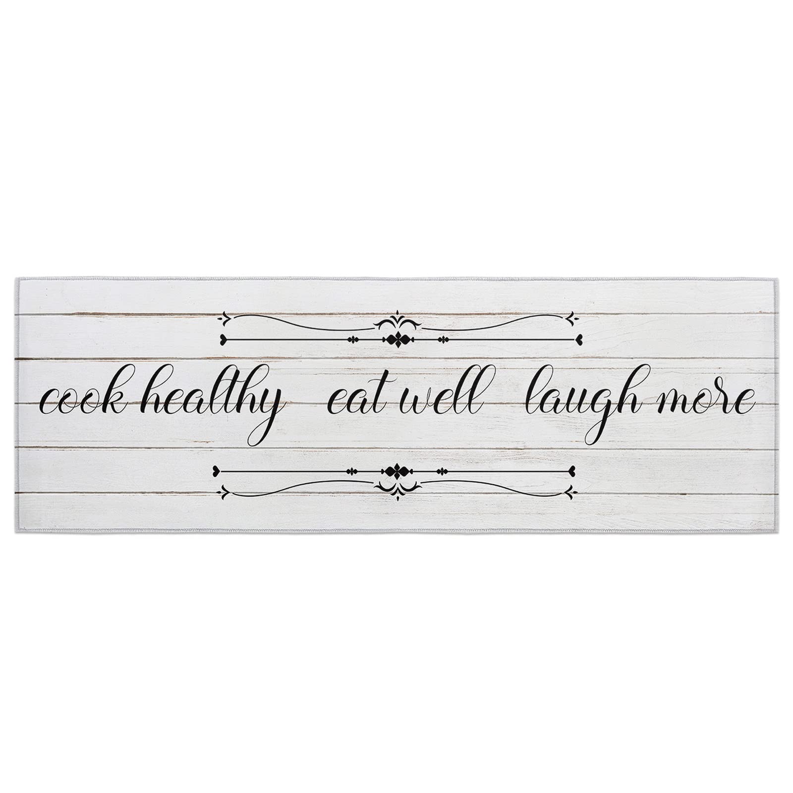 Vintage Farmhouse Wood Grain Non-Slip Kitchen Rug Set - Washable Decorative Mats for Cooking, Laundry & Entryway - Perfect for Farmhouse, Retro & Rustic Home Decor (Includes Doormat, Runner & Bath Mat)