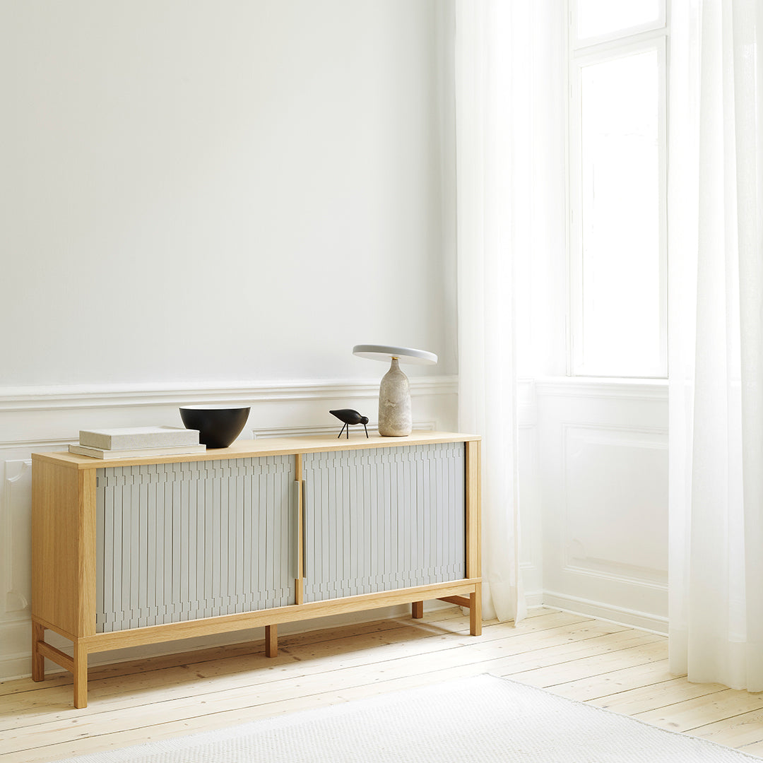 Modern Jalousie Sideboard Buffet Cabinet - Stylish Storage for Dining Room, Living Room & Entryway - Perfect for Organizing Dishes, Linens & Home Decor