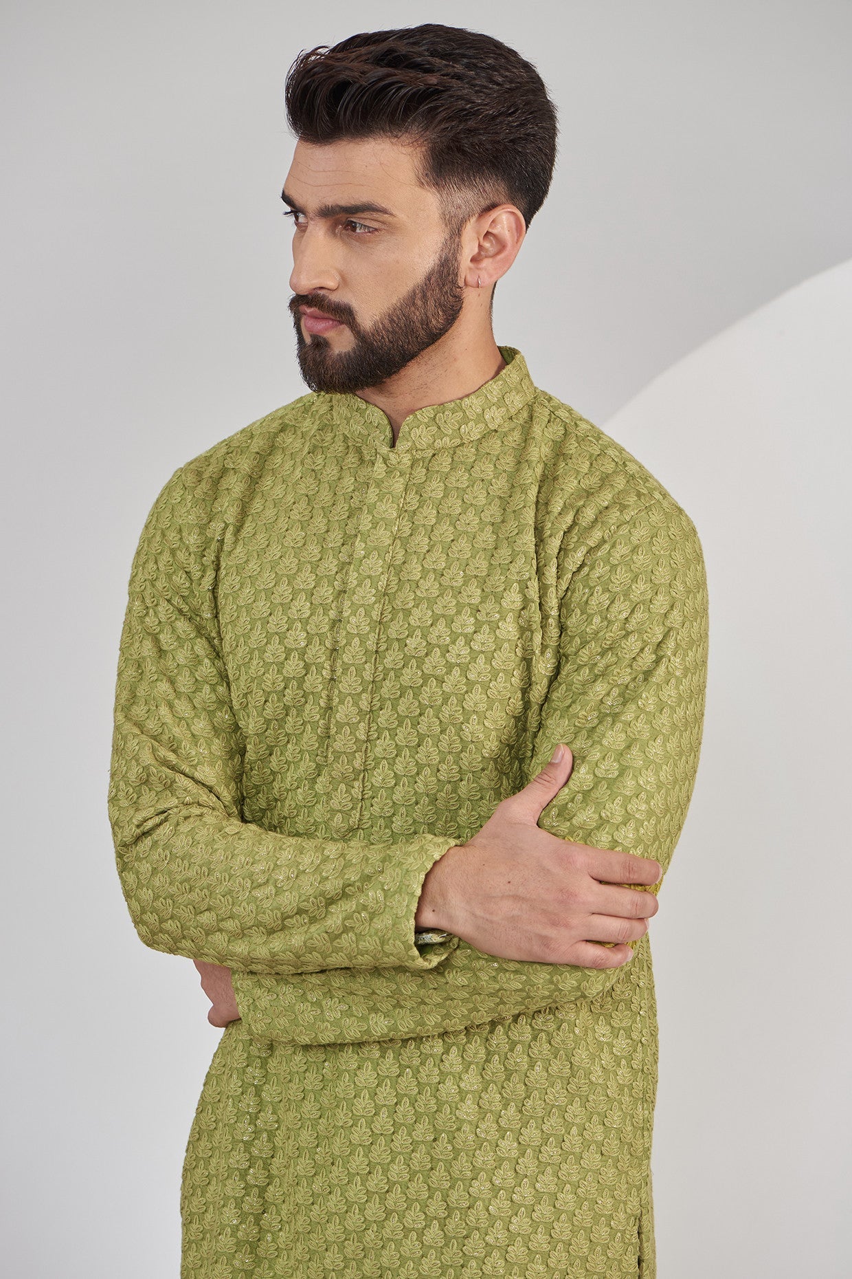 Elegant Mehndi Green Chikankari Kurta - Traditional Indian Embroidered Tunic for Women | Perfect for Festivals, Weddings & Cultural Events