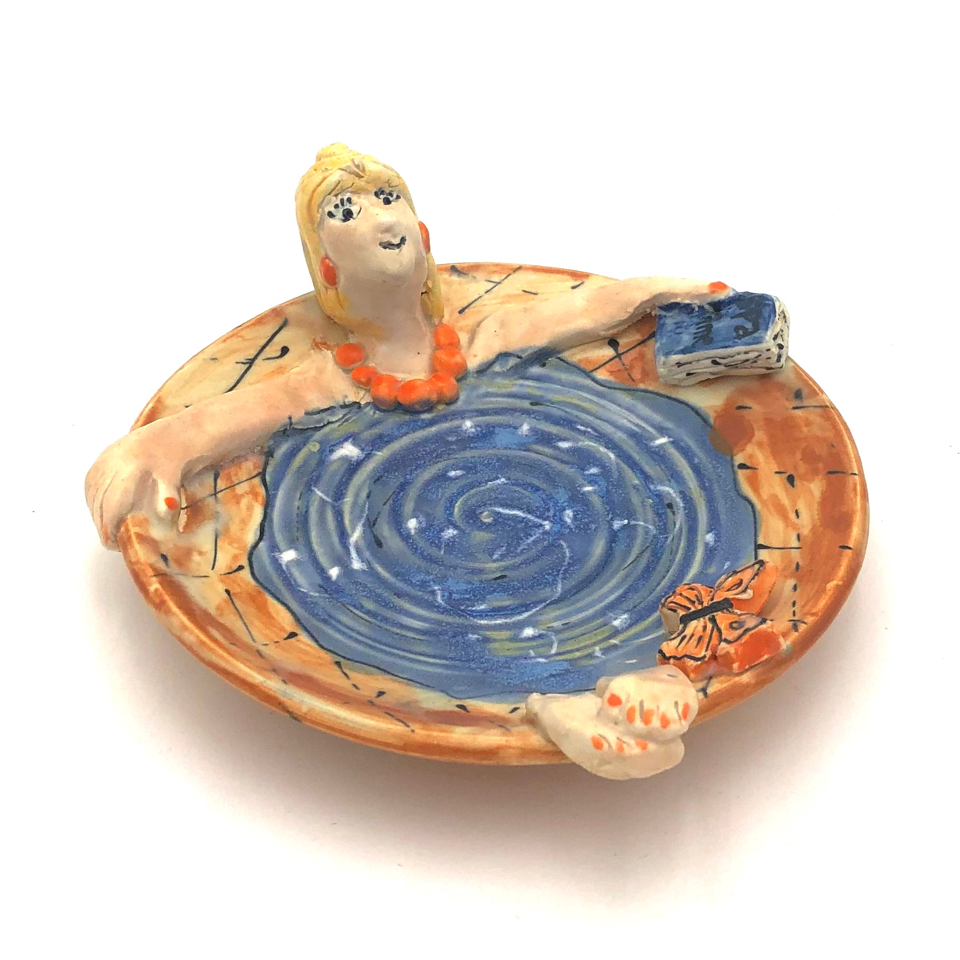 Sullivan Soap Dish with Drain Holes - Elegant Ceramic Bathroom Organizer for Showers & Bathtubs - Perfect for Relaxing Baths with a Book - #DS1641
