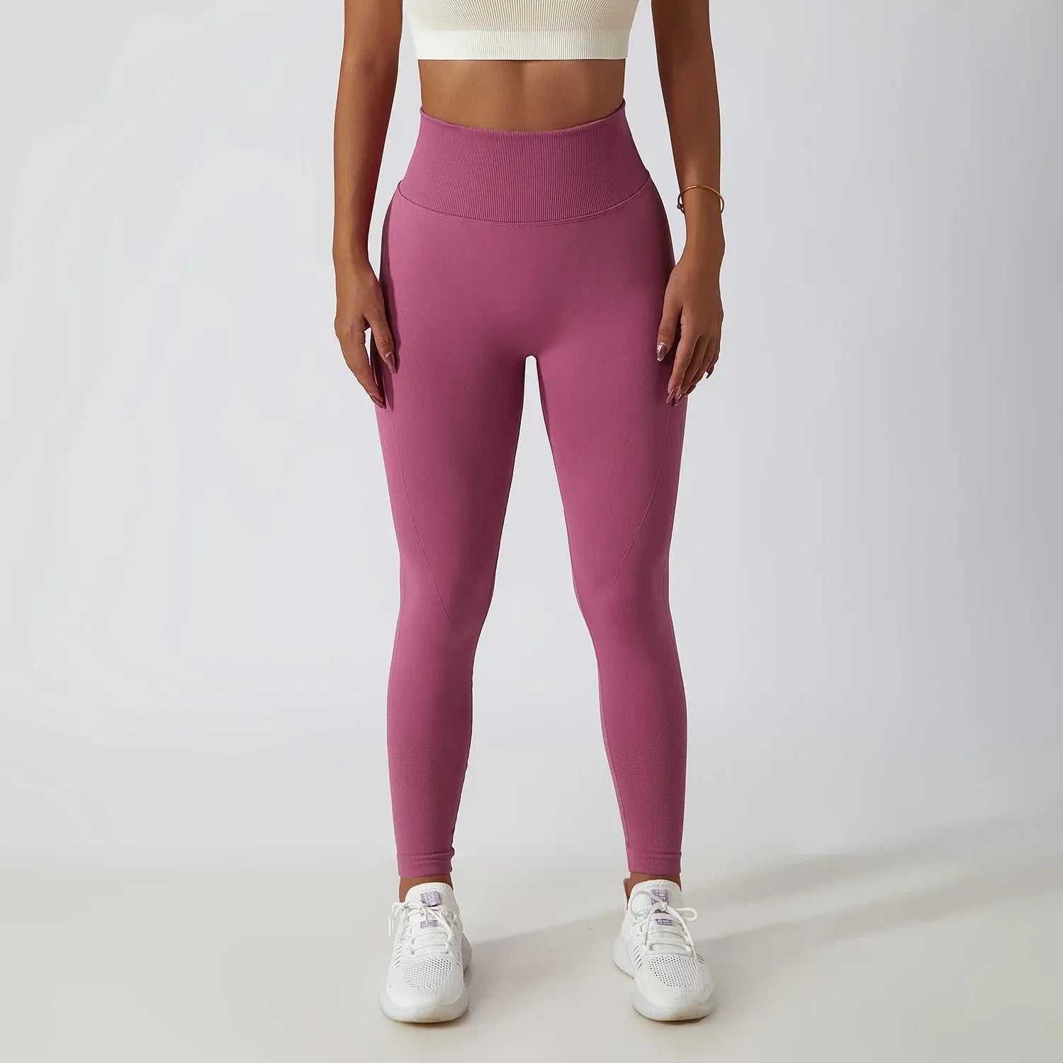 High Waist Solid Color Ribbed Seamless Yoga Pants - Women's Gym Leggings for Fitness, Running & Tummy Control - Perfect for Workouts, Yoga & Everyday Wear
