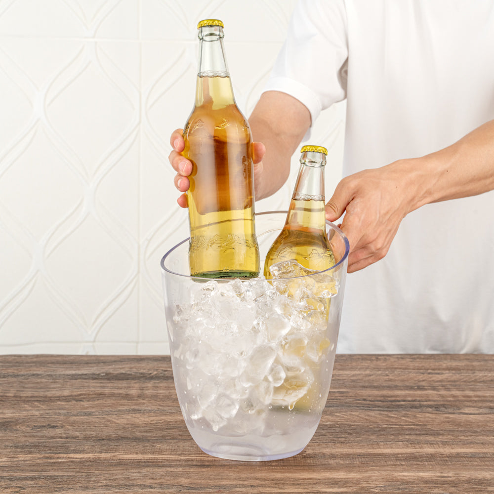 Bar Lux 3.2 Quart Clear Plastic Champagne Wine Bucket - 9.25 x 7.5 x 7.75 Inches - Set of 10 - Perfect for Parties, Weddings & Restaurants