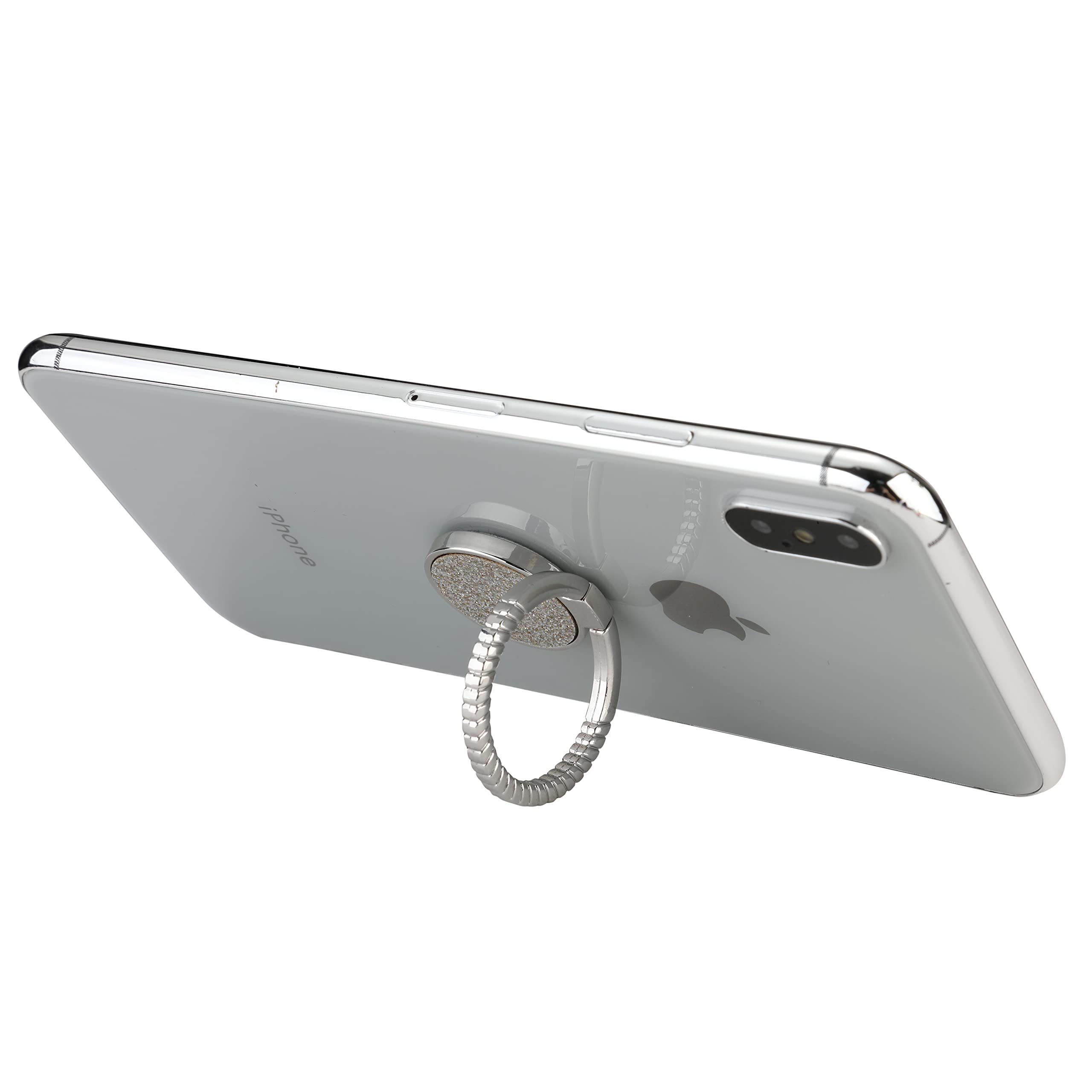 LAX Gadgets Cell Phone Ring Holder - Finger Grip & Stand for iPhone & Android - Sparkle Silver - Perfect for Work, Travel, and Selfies