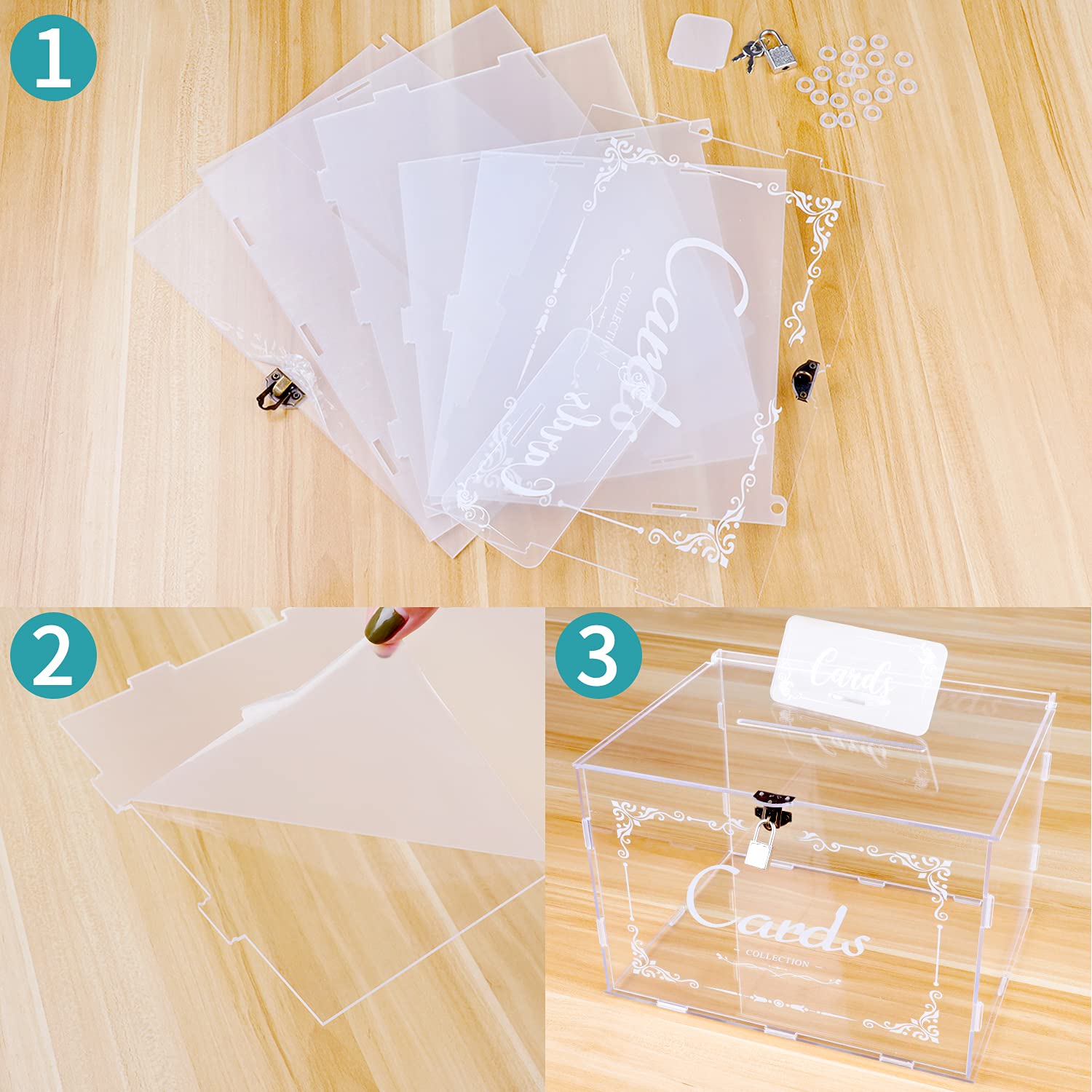 Acrylic Wedding Card Box with Lock - Clear Money Gift Holder for Wedding, Anniversary, Birthday, Graduation & Baby Shower - Perfect for Reception Decor & Secure Cash Gifts