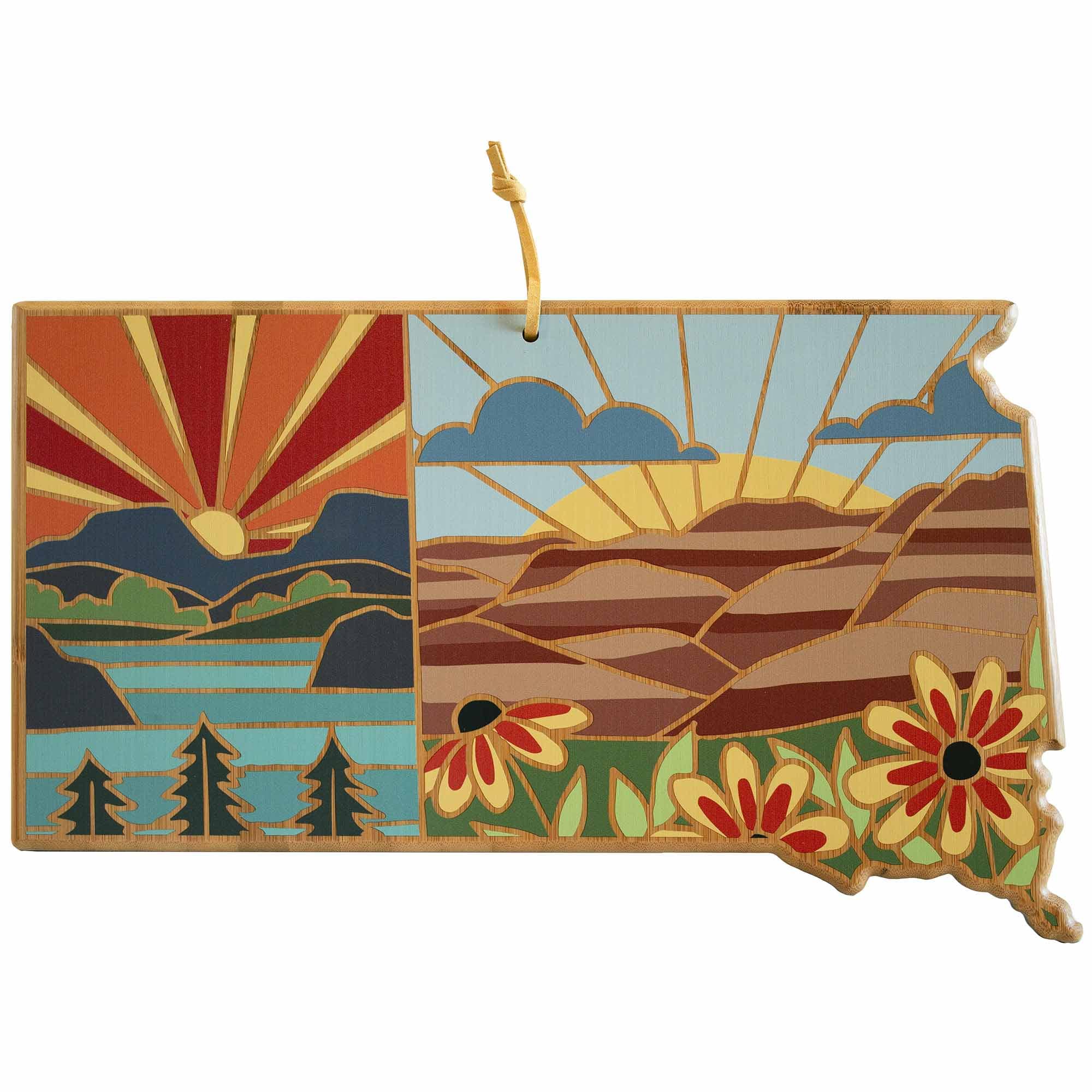 Handcrafted South Dakota Themed Wooden Cutting Board - Summer Stokes Artwork - Perfect for Kitchen Decor, Gift Giving & Serving Charcuterie