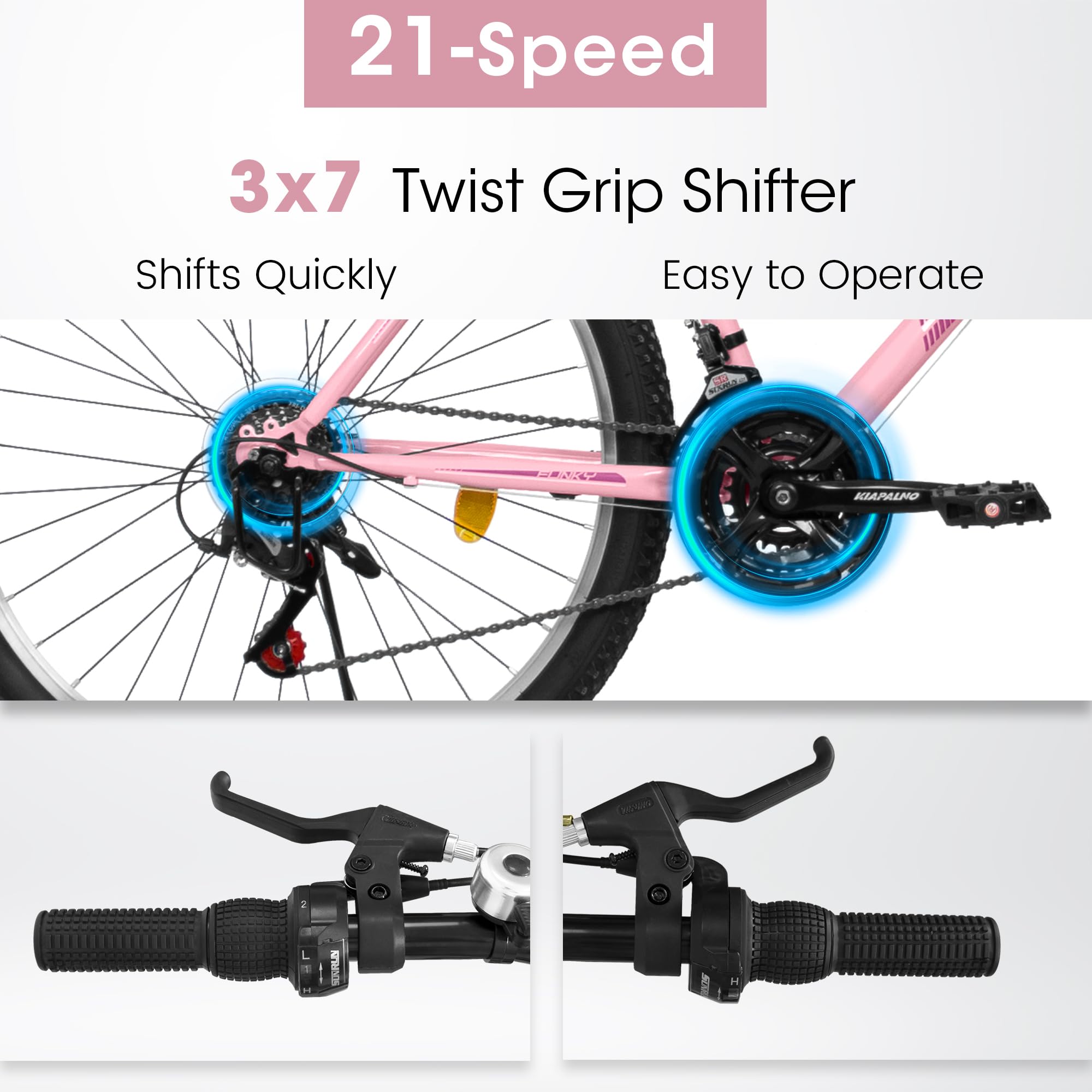**24/26/27.5 Inch Women's & Girls' Mountain Bike - 21-Speed Commuter Bicycle for Ages 10+ | Perfect for School, Work, City Riding & Snow Trails | Great Birthday & New Year Gift**