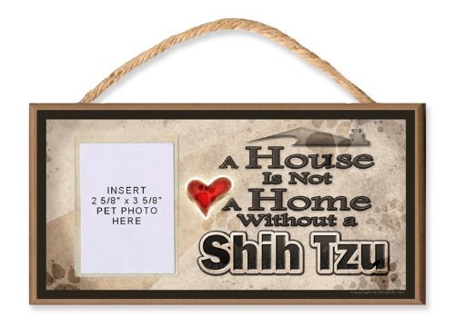 Shih Tzu Wooden Dog Sign with Photo Insert - Personalized Pet Memorial Plaque for Home Decor | Perfect for Living Room, Bedroom or Front Porch