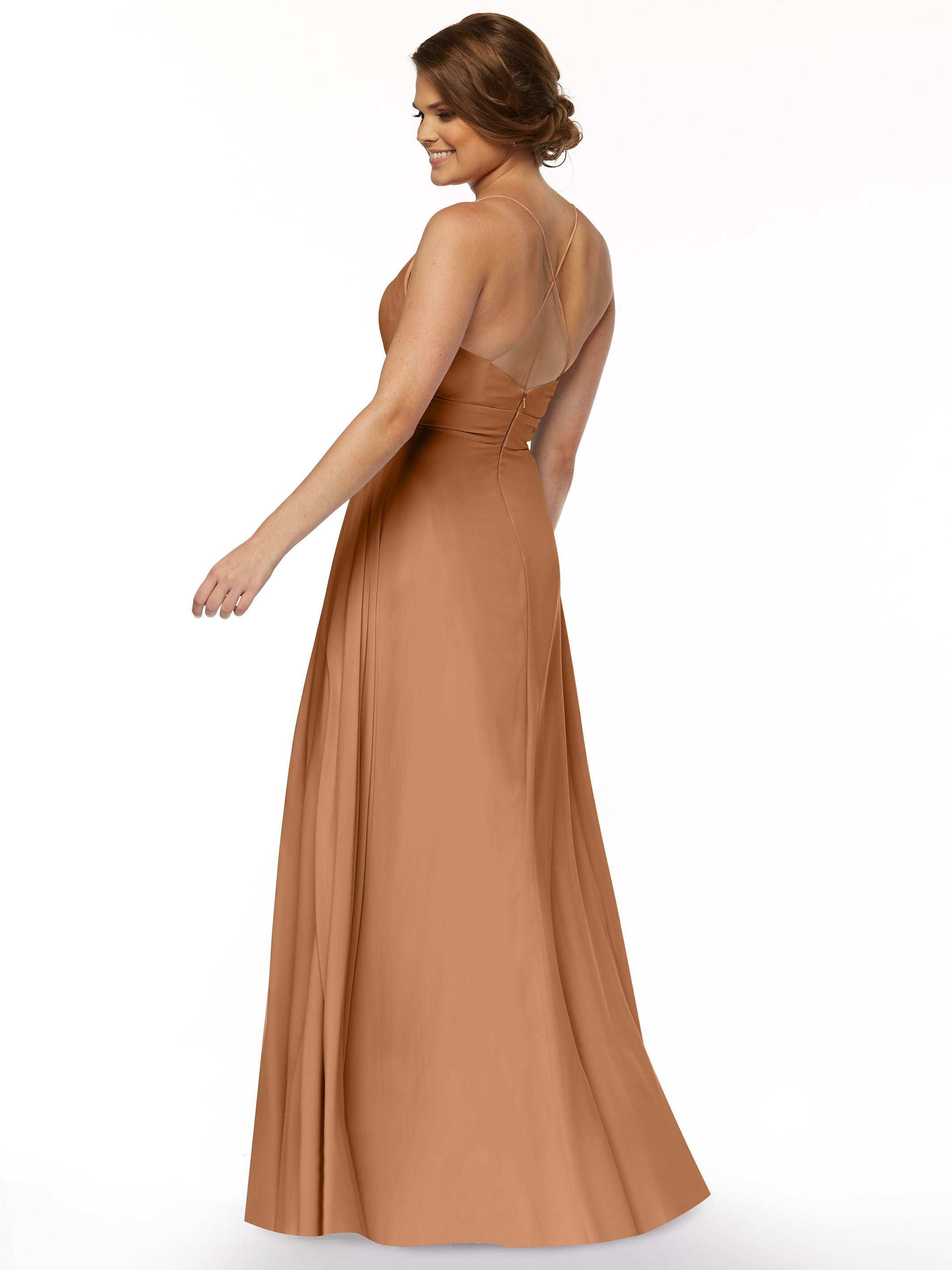 Elegant 83027 Stretch Chiffon A-Line Bridesmaid Dress with Pleats - Perfect for Weddings, Formal Events & Special Occasions