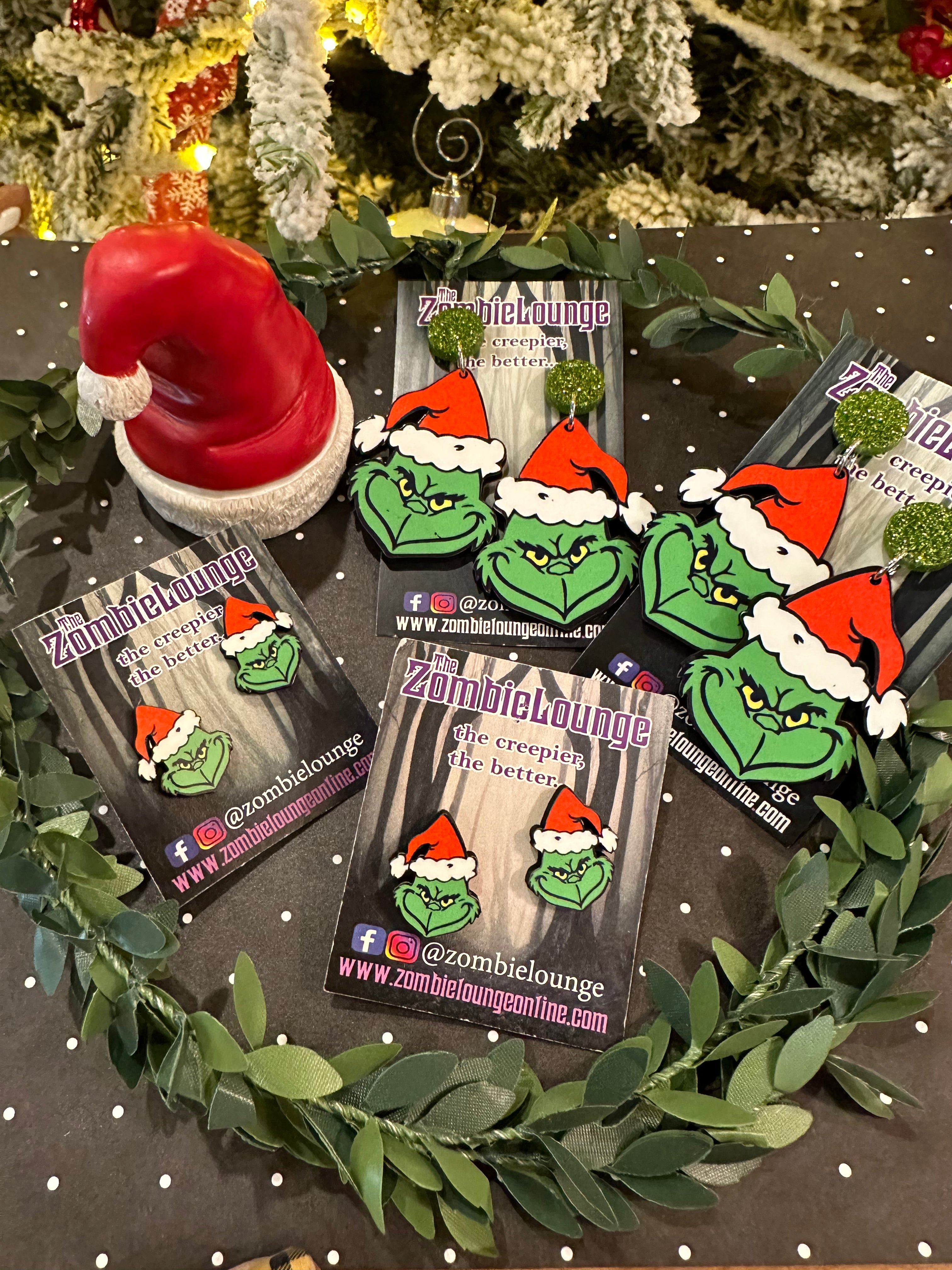 Festive Grinch Christmas Earrings for Women - Holiday Party Jewelry Gift for Xmas & New Year Celebrations