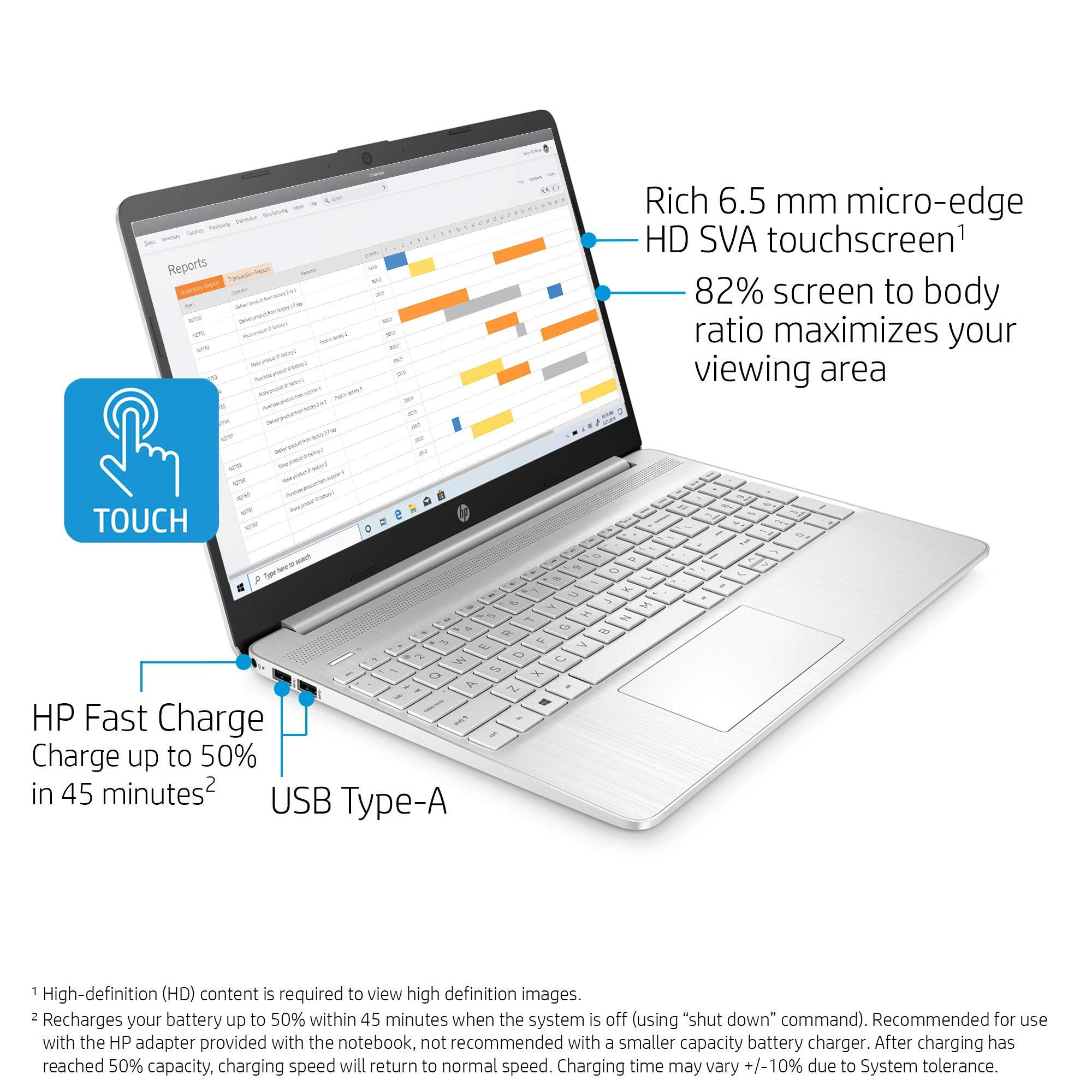 Renewed HP 15.6-inch HD Touchscreen Laptop - AMD Ryzen 3 3250U, 8GB RAM, 256GB SSD (Model 15-ef1020nr) | Perfect for Remote Work, Online Classes & Everyday Computing