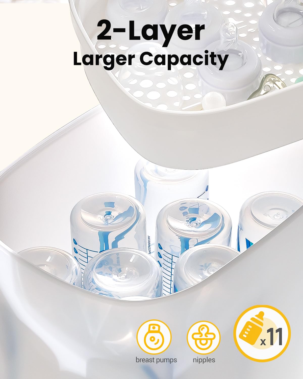 HAUTURE 6-in-1 Electric Baby Bottle Sterilizer and Dryer | Steam Sanitizer for Baby Bottles, Pacifiers, Breast Pump Parts & Accessories | Kills 99.9% Germs | Perfect for Nursery, Travel & Daily Use
