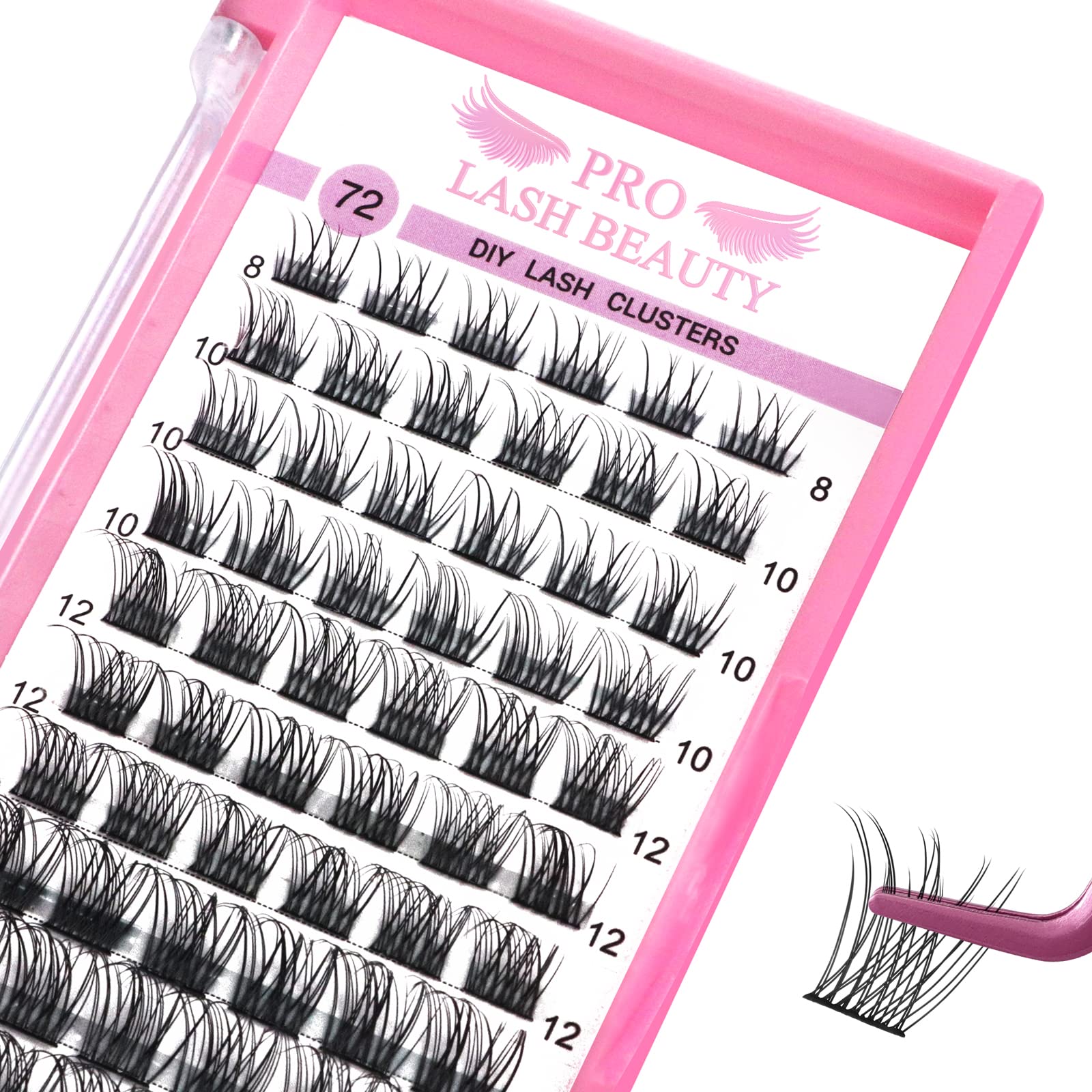 72 Pcs Cluster Lashes - Natural DIY Eyelash Extensions with Super Thin Band, Reusable Soft & Comfortable Individual Lashes (Natural-C-8-16 Mix) for Daily Wear, Special Occasions & Professional Makeup Looks