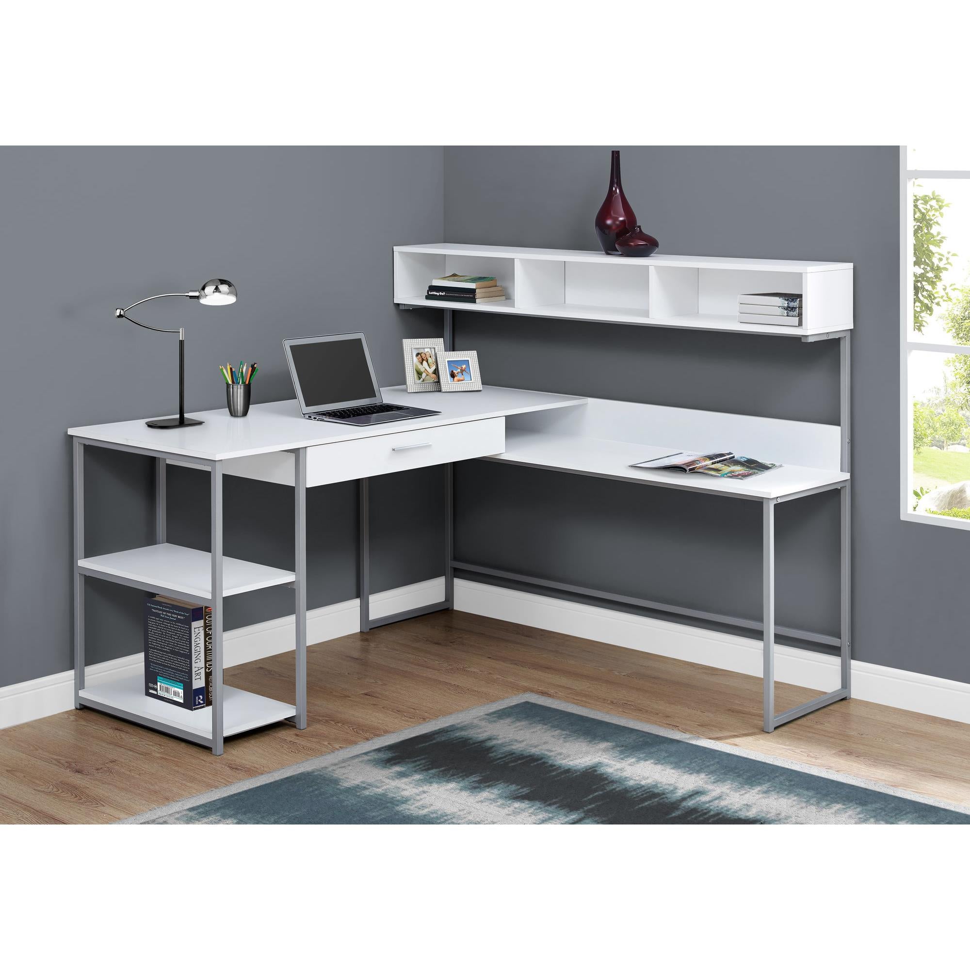 Monarch Office Desks - Modern L-Shaped Workstation 7162 for Home & Office - Perfect for Small Spaces & Productivity