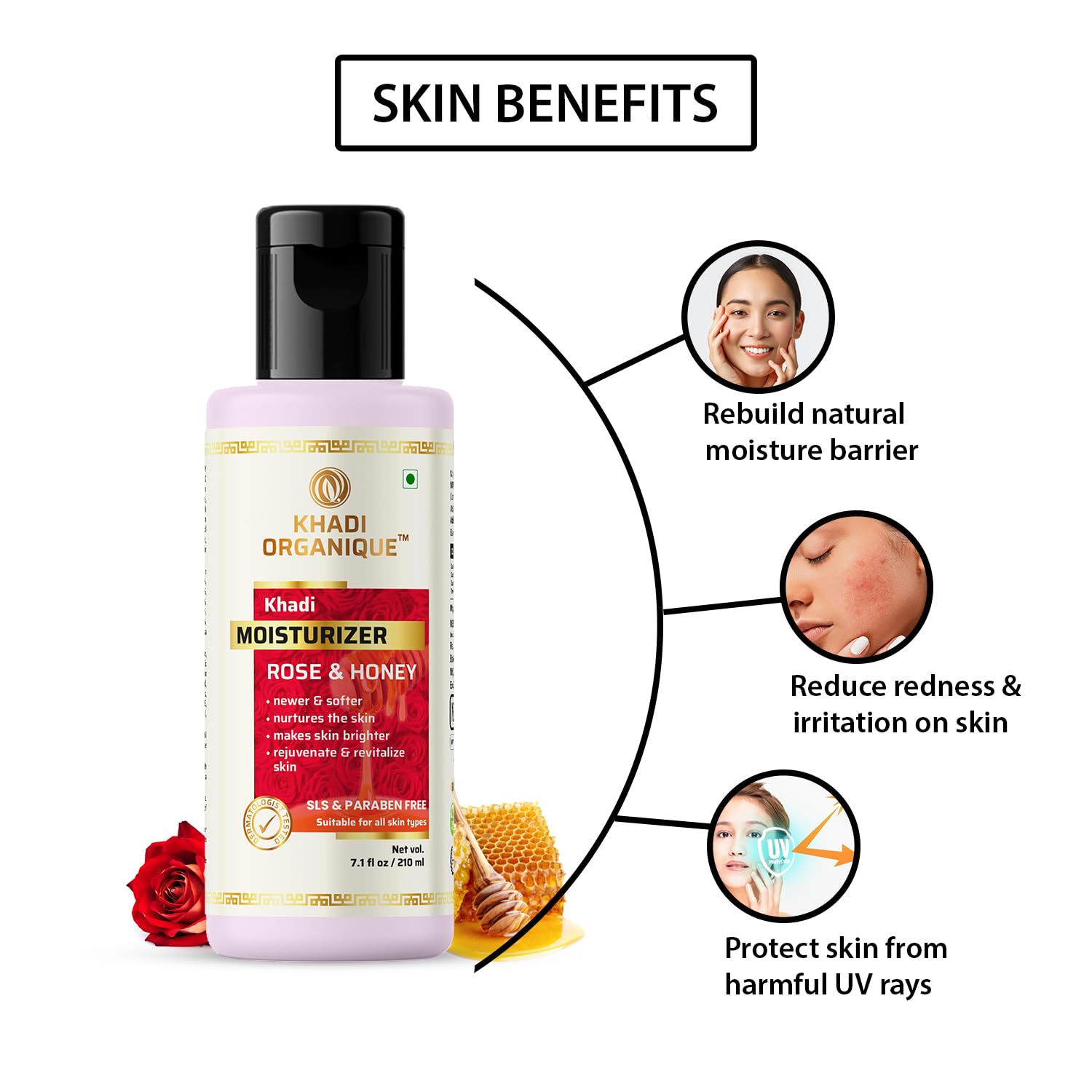 Khadi Organique Rose & Honey Moisturizer - Paraben Free, Natural Skincare - Pack of 2 - Hydrating Face Cream for Dry & Sensitive Skin - Perfect for Daily Use & Night Routine