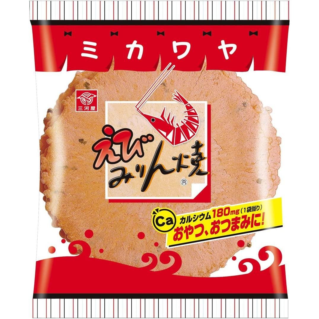Mikawaya Ebi Mirinyaki Japanese Shrimp Crackers - 7 Pieces per Pack (3 Packs) - Authentic Old-Fashioned Snack for Parties, Gifts & Asian Cuisine Lovers