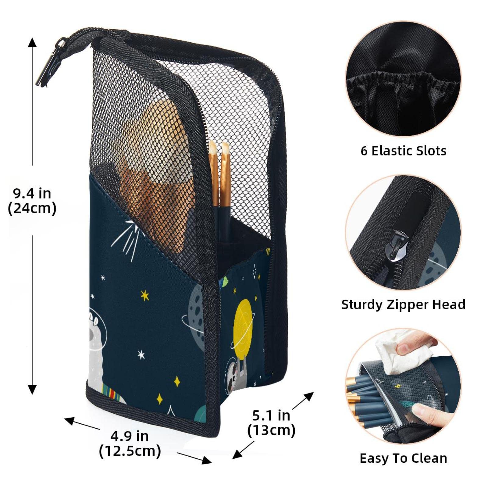 Portable Makeup Brush Organizer Bag with 12 Slots - Alpaca Sloth Turtle Chameleon Space Design - Travel Makeup Brush Holder Case for Professional Artists & Beginners - Perfect for Home, Travel & Salon Use