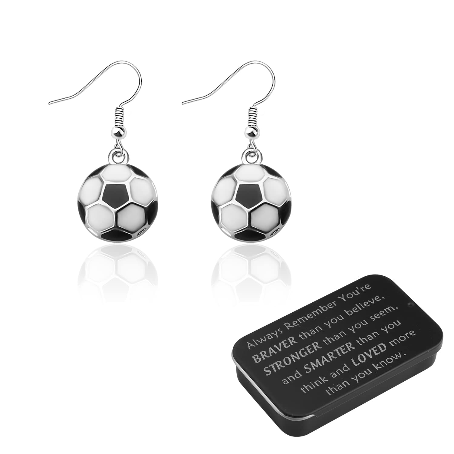 BNQL Soccer Dangle Earrings - Soccer Ball Drop Earrings for Women & Girls - Perfect Soccer Jewelry Gifts for Players, Fans & Lovers - Great for Game Days, Birthdays & Special Occasions