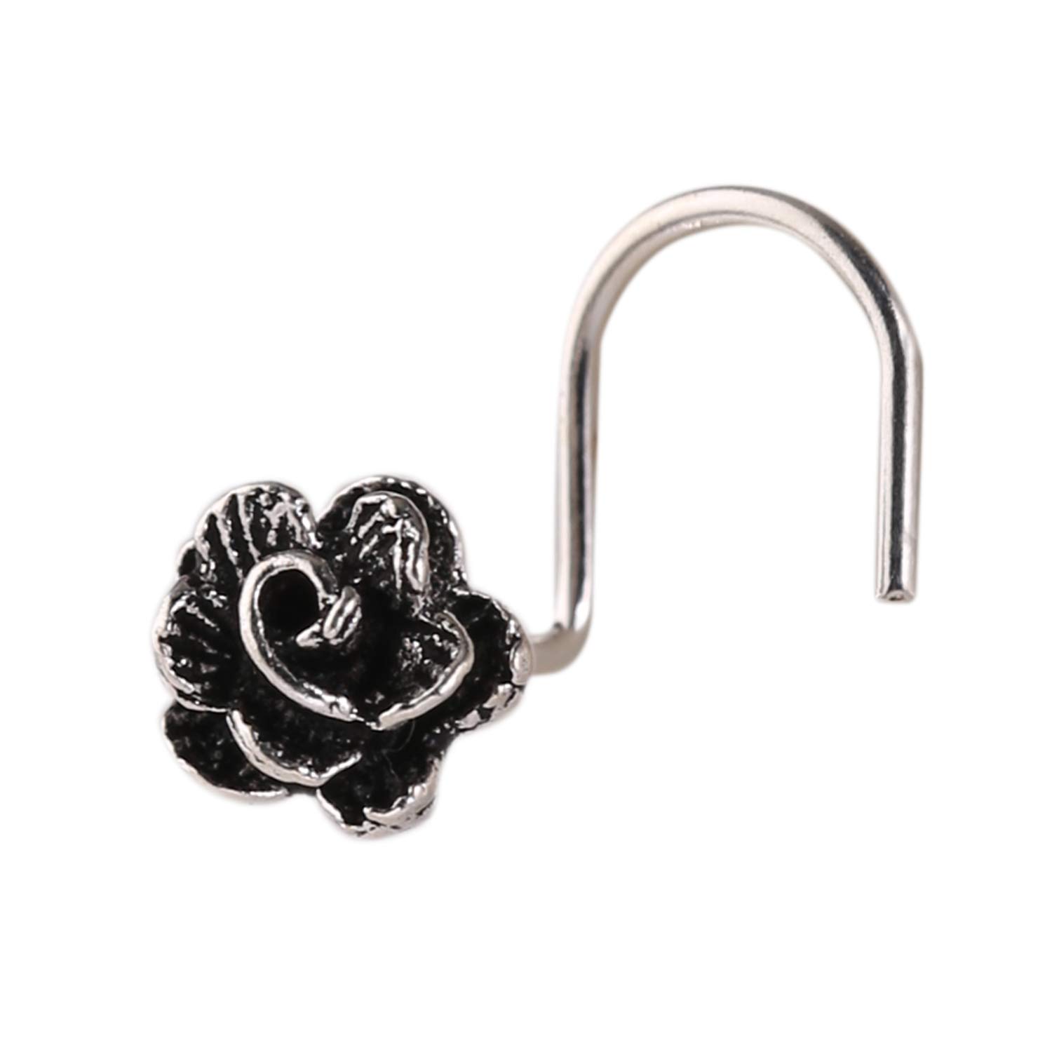 Genuine 925 Sterling Silver Rose Nose Pin for Women & Girls – Elegant Nose Ring for Parties, Weddings & Everyday Wear | Nemichand Jewels