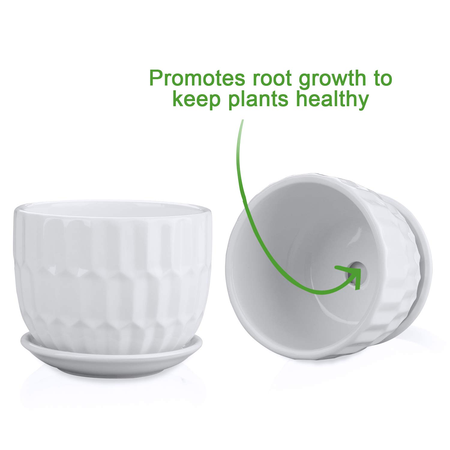 Brajttt 4 Inch White Ceramic Flower Pots with Saucers - 6 Pack Mini Cylinder Planters for Succulents, Snake Plants & Small Herbs - Perfect for Home Decor, Office Desk & Indoor Gardening