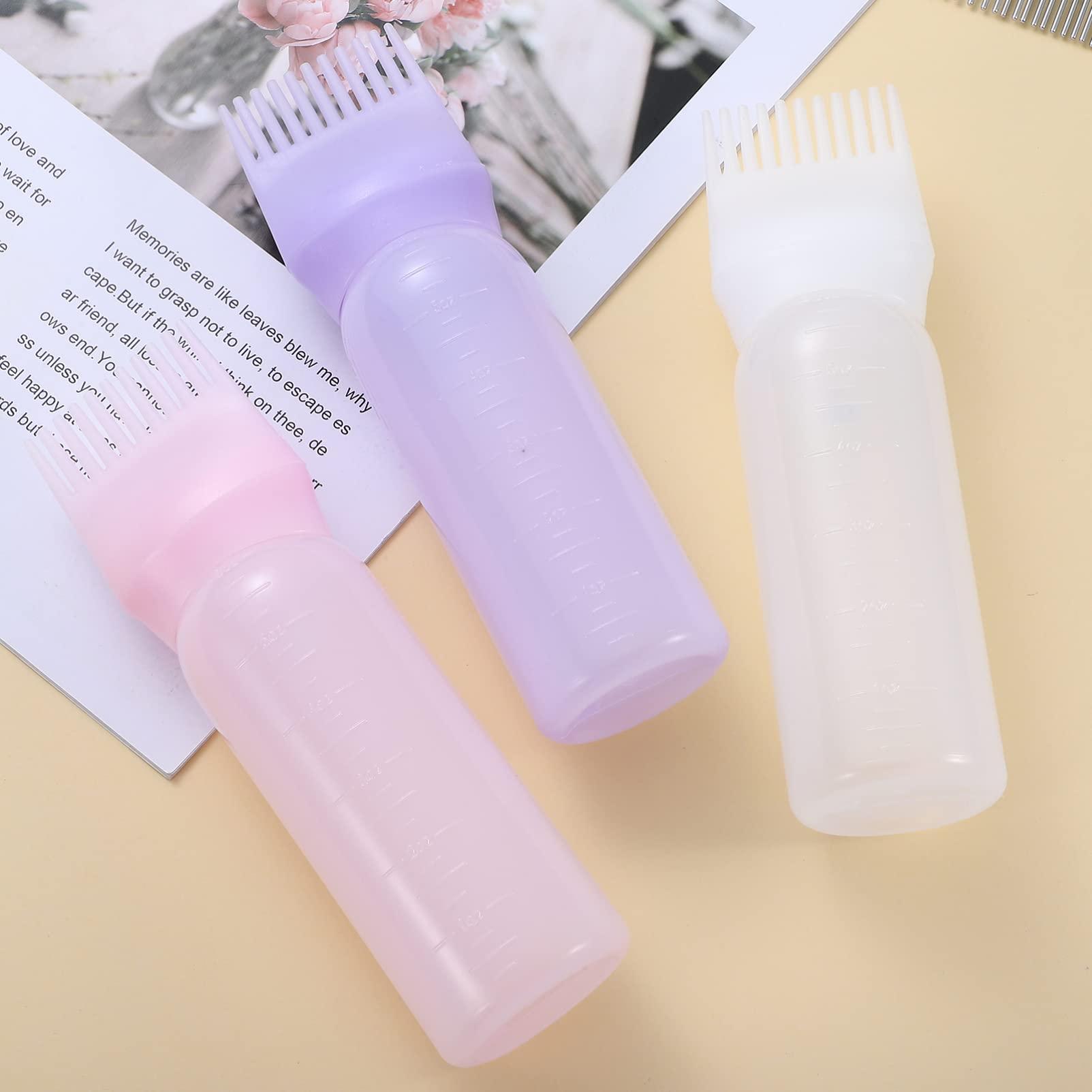 4 Pack Root Comb Applicator Bottles for Hair Oil & Color - Salon Quality Hair Styling Tools with Built-in Comb | Perfect for Professional Salon Use & At-Home Hair Treatments