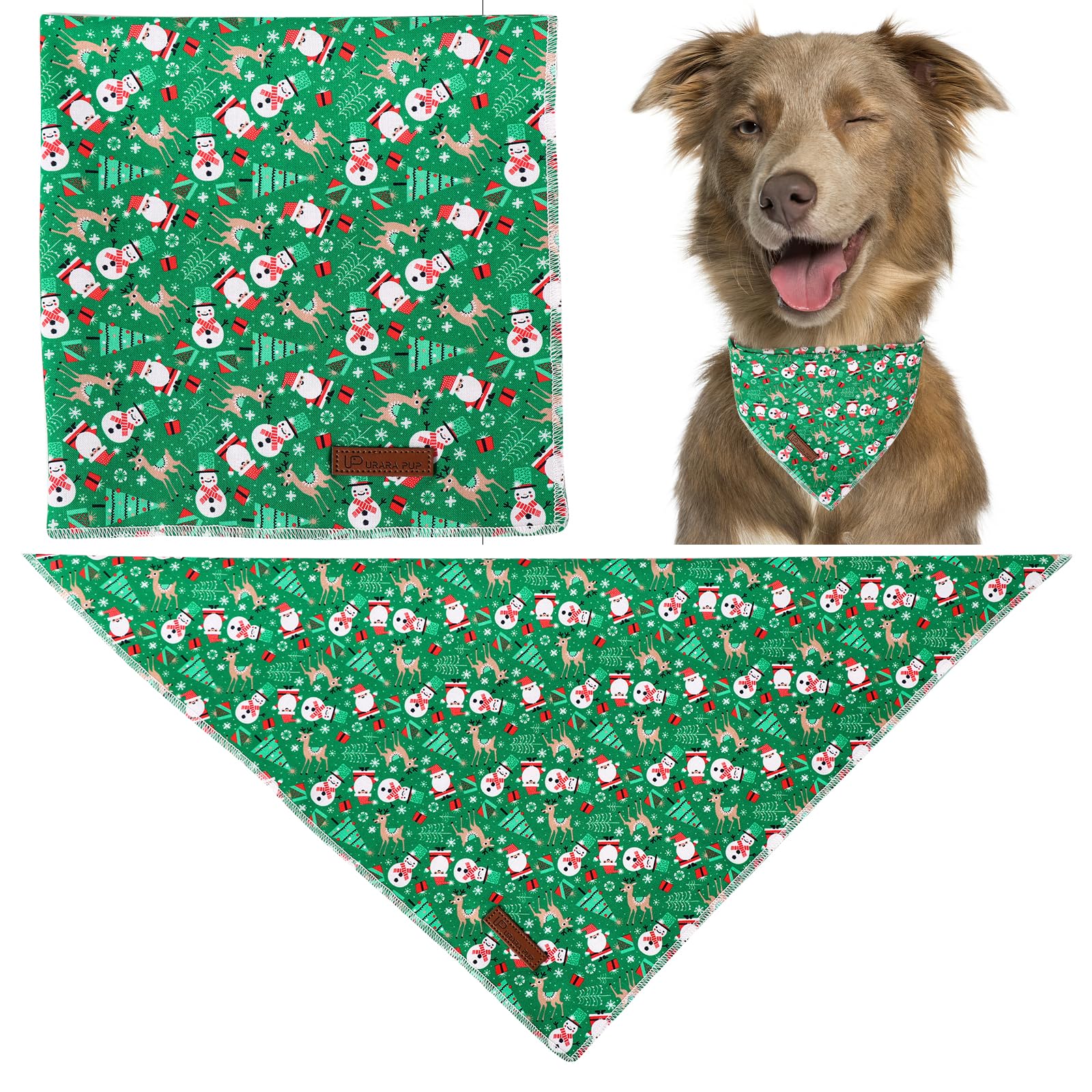 Christmas Dog Bandana for Small & Medium Dogs - Festive Red Cotton Pet Scarf with Christmas Tree Design for Puppies, Cats, Boys & Girls | Perfect for Holiday Photos, Winter Walks & Gift Giving