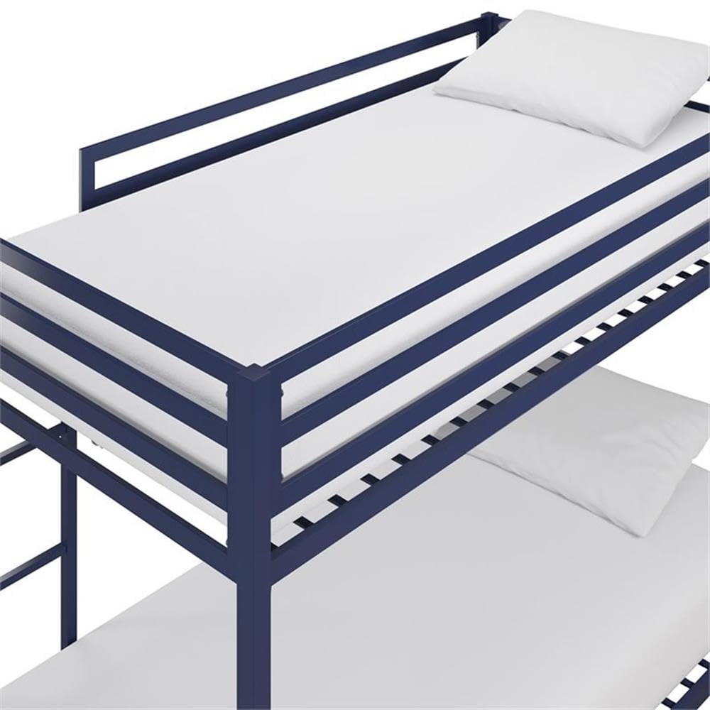 DHP Mabel Twin Over Twin Metal Bunk Bed - Blue Space-Saving Kids Bunk Bed with Sturdy Steel Frame | Perfect for Small Bedrooms, Guest Rooms & Kids' Shared Spaces