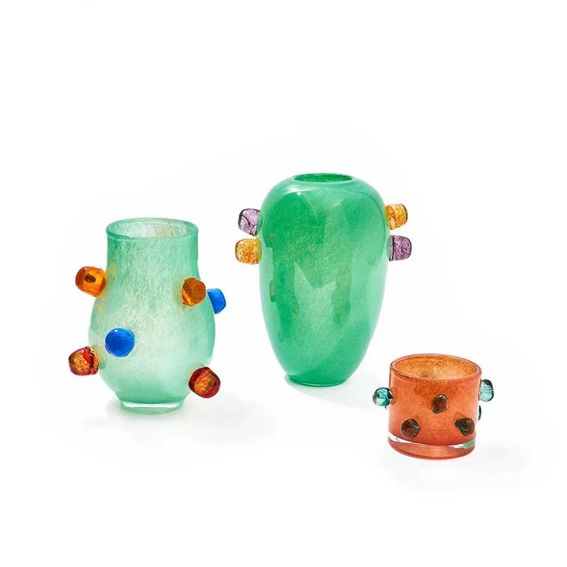 Gemstone Cluster Glass Vase & Candle Holder - Elegant Home Decor for Centerpieces, Wedding Decorations & Boho Style Interior Design
