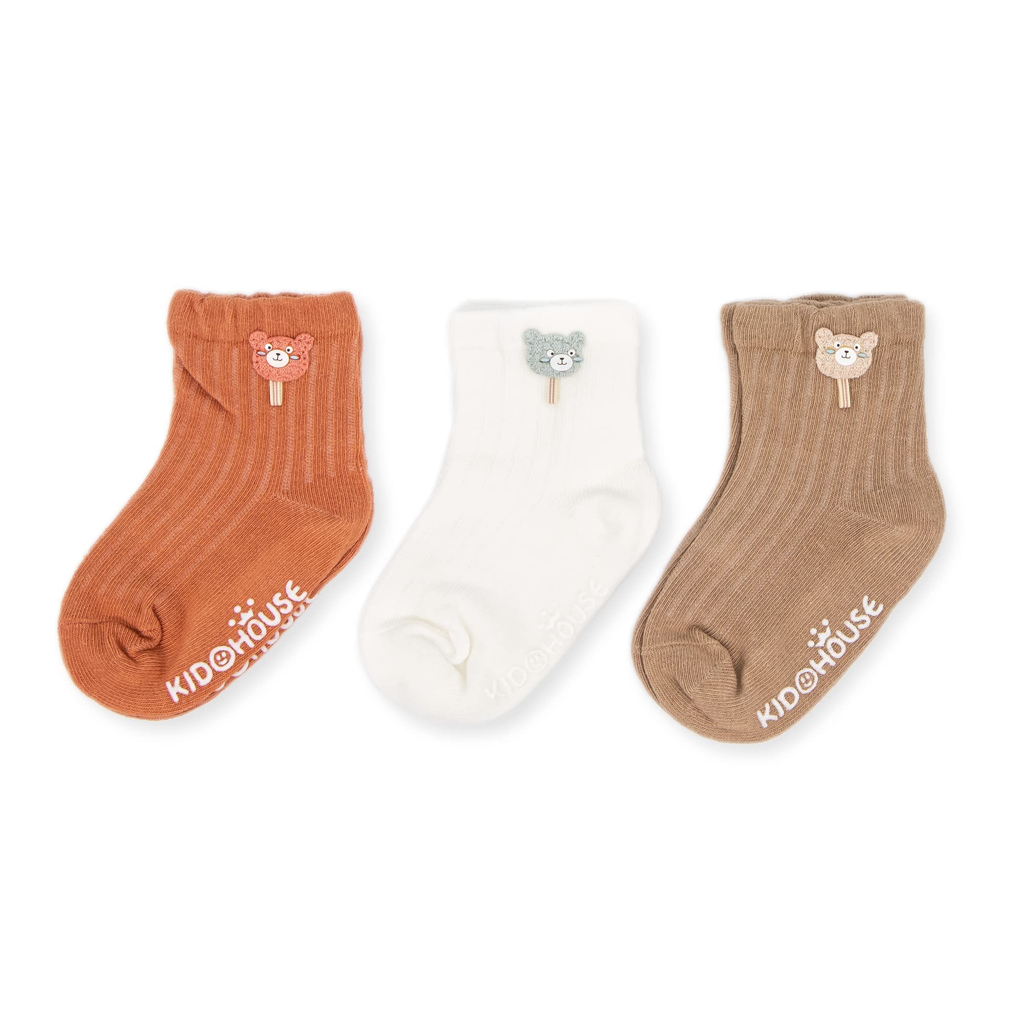 Non-Slip Toddler Socks for Boys & Girls | Soft Cotton Baby Crew Socks with Grips | Essential Kids Socks for Playtime, Daycare & Home Use