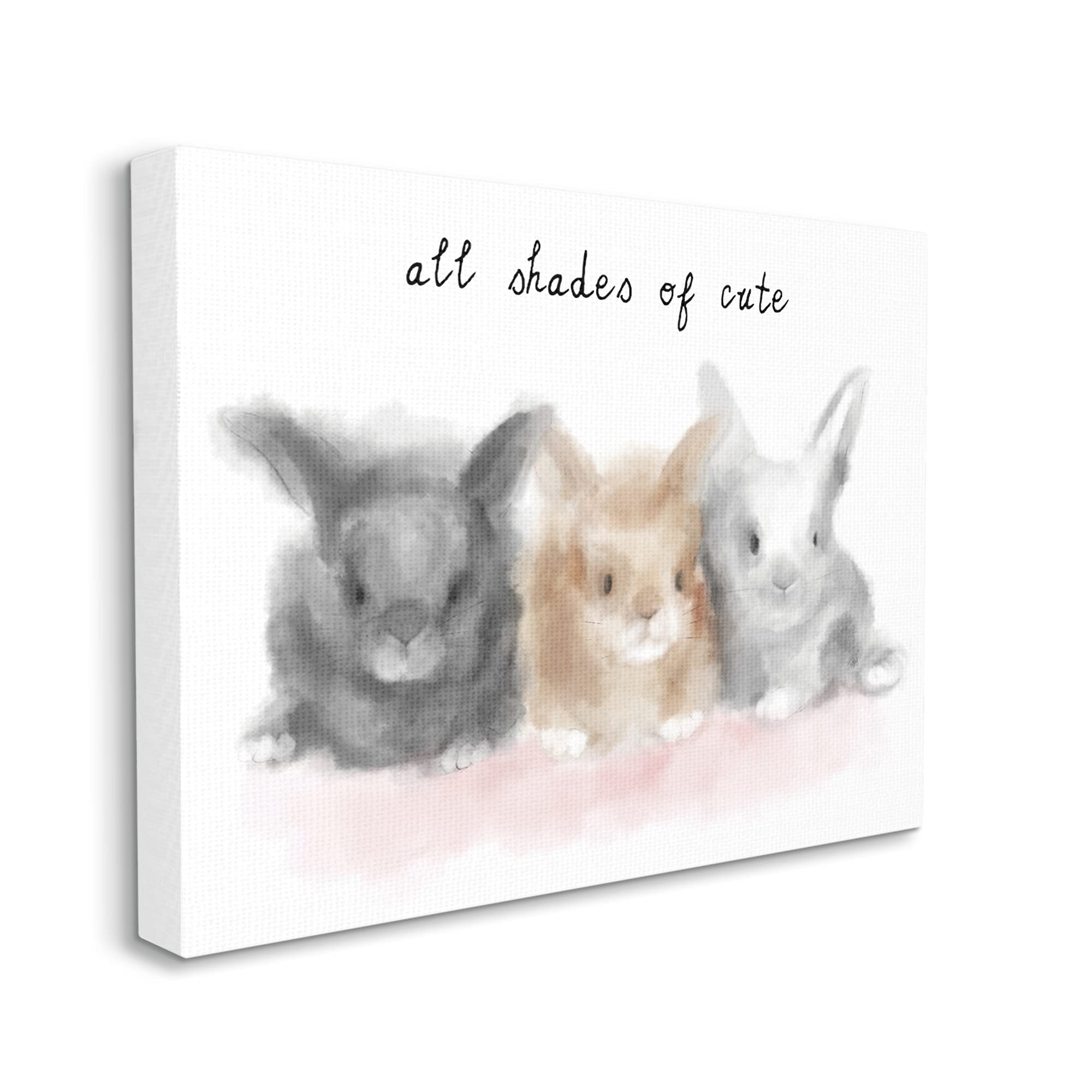 Stupell Industries 'All Shades of Cute' Three Baby Bunnies Canvas Wall Art - Grey Nursery Decor by Daphne Polselli | Perfect for Baby Rooms, Kids' Bedrooms & Playroom Wall Decor