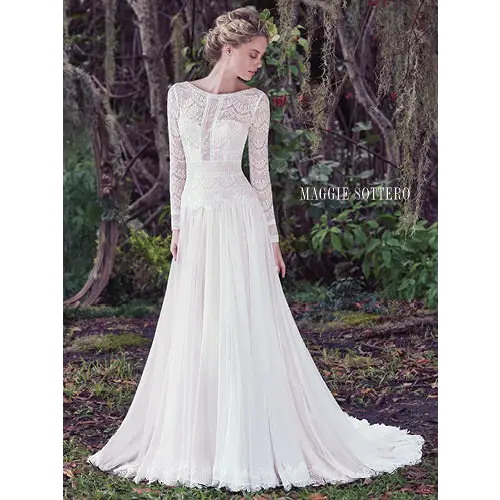 Maggie Sottero Deirdre Wedding Dress - Sample Sale | Elegant Lace Bridal Gown for Church Ceremonies & Beach Weddings