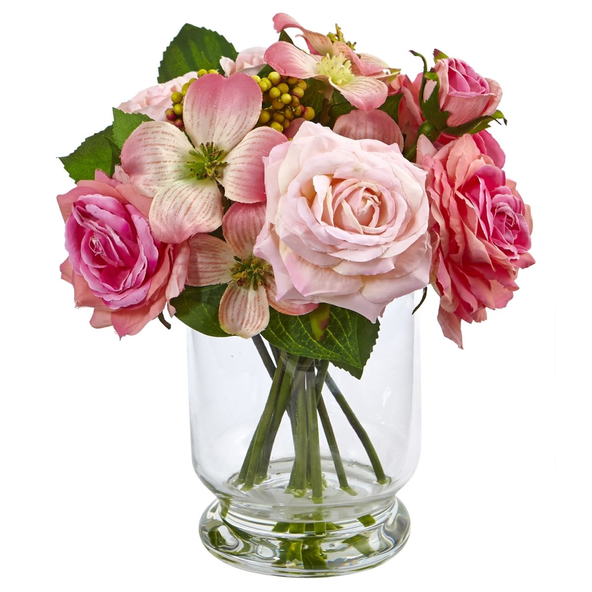Elegant Rose & Berry Metal Floral Arrangement - Perfect for Home Decor, Wedding Centerpieces & Gift Giving