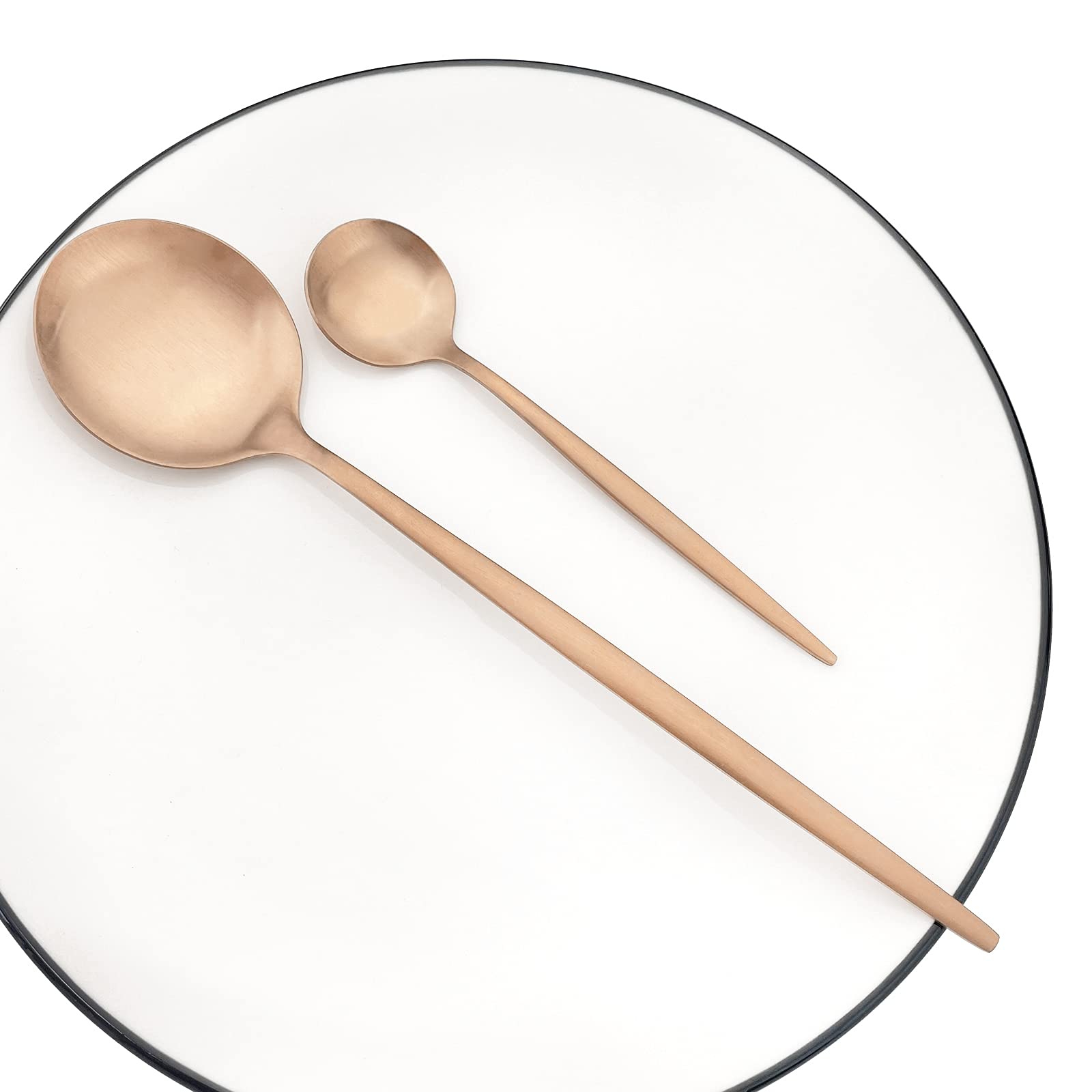 30-Piece Matte Rose Gold Flatware Set - 18/0 Stainless Steel Dinnerware for 6 - Elegant Cutlery for Dining, Dessert, Tea & Coffee - Perfect for Dinner Parties, Weddings & Holiday Gatherings