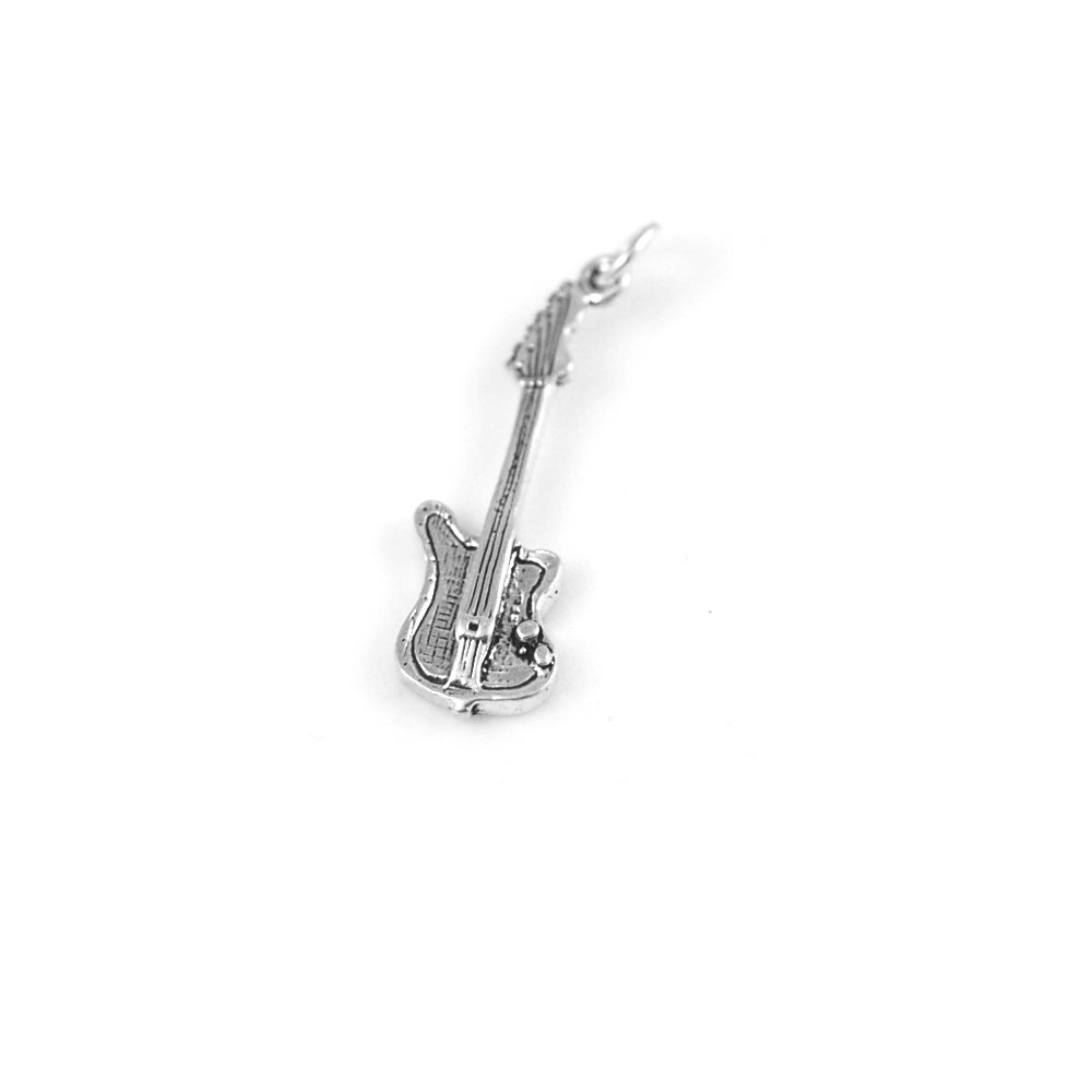 Sterling Silver Electric Guitar Charm Pendant - Elegant Music Jewelry for Necklace & Bracelet - Perfect Gift for Musicians & Guitar Lovers
