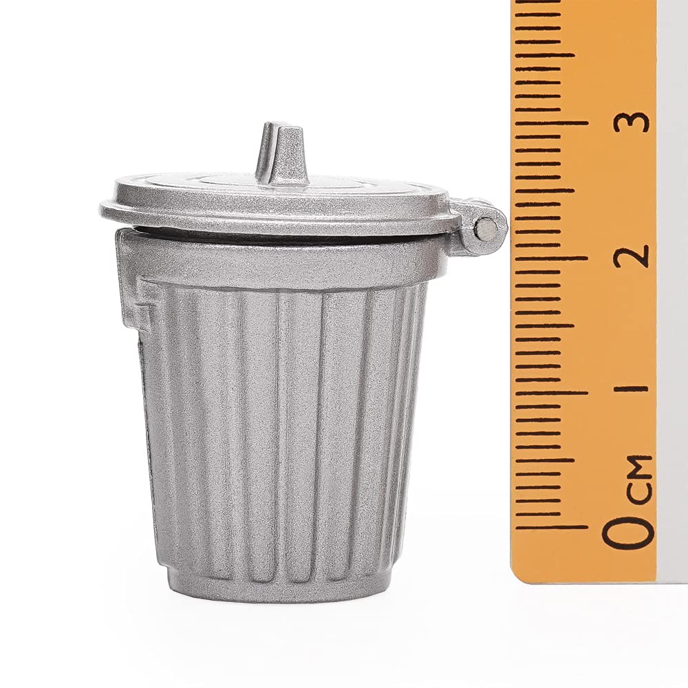 1/12 Scale Miniature Gray Trash Can - Odoria Dollhouse Accessories for Realistic Home Decor, DIY Projects & Model Scenes