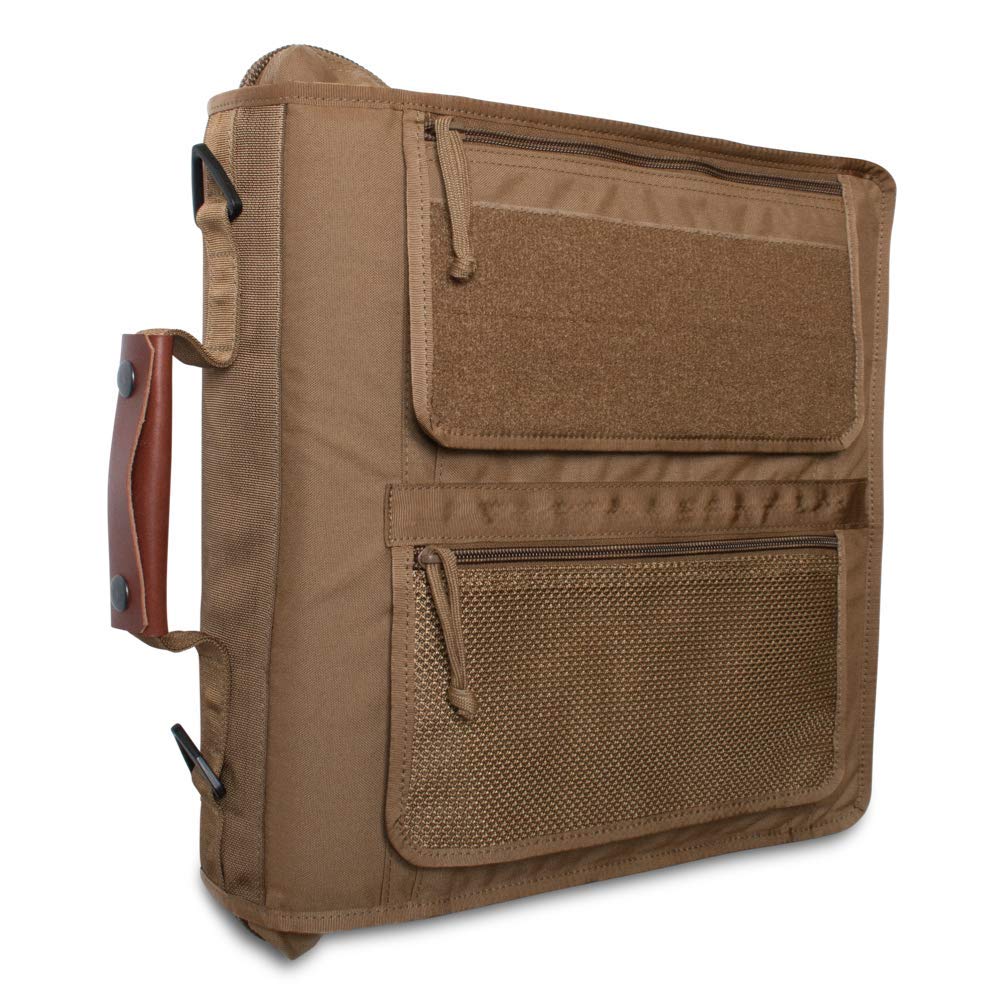 Tactical 3-Ring Binder Cover System - Zippered Notebook Organizer with Leather Handle | Fits 3” to 4” Binders | Durable Coyote Brown Field Notebook for Military, Office & Outdoor Use