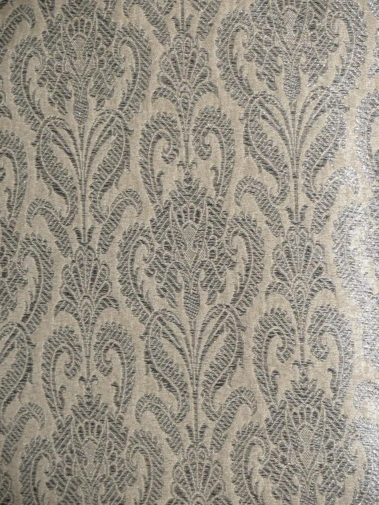 Luxury Silk Brocade Fabric - Sand & Metallic Silver 44