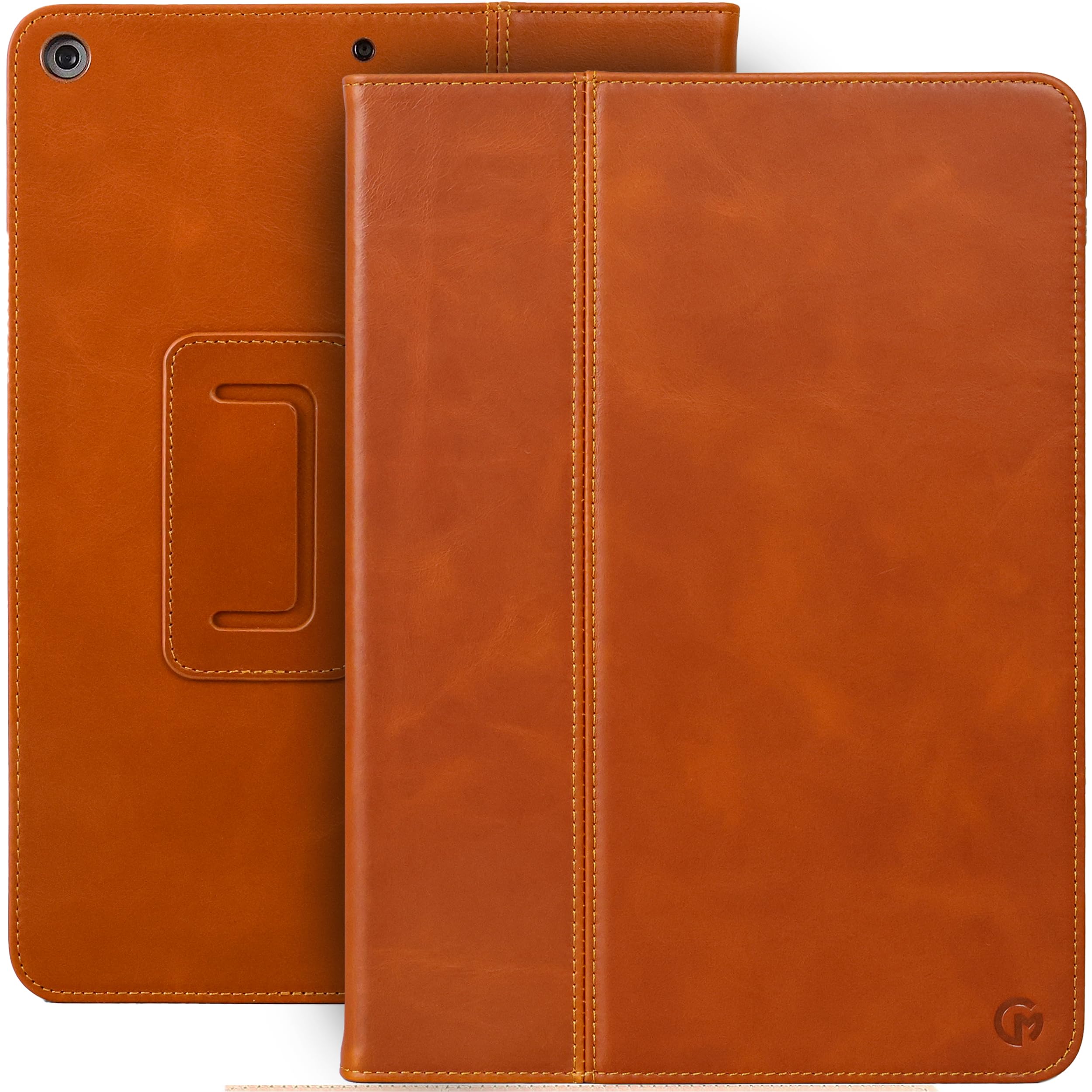Premium Italian Leather iPad 10.2 Case for 7th/8th/9th Gen (2019-2021) - Slim Luxury Smart Folio Cover with Dual Stand & Auto Sleep/Wake - Perfect for Work, Travel & Home Use (Tan)